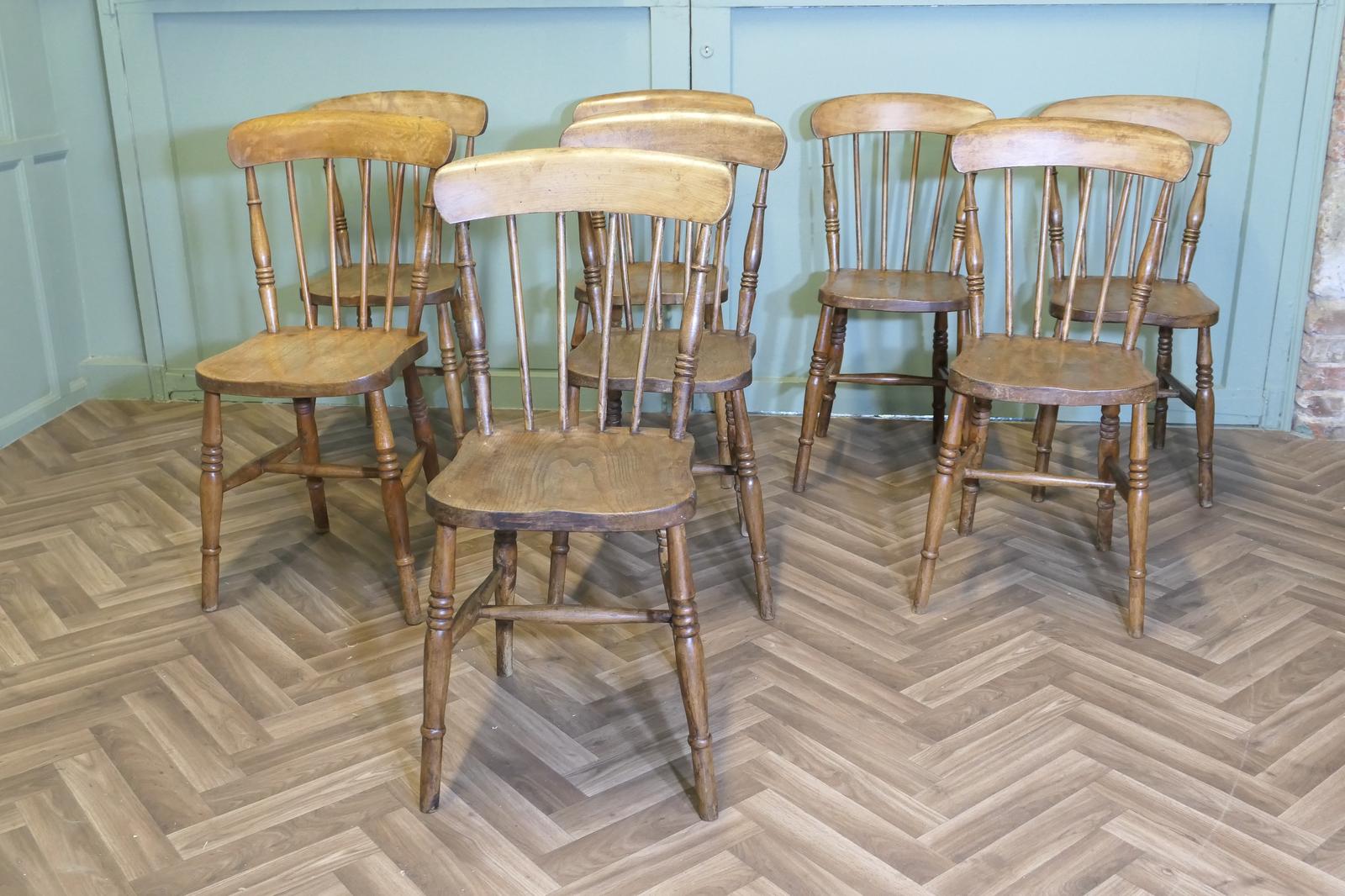 Set of 8 Victorian Beech & Elm Country Kitchen Dining Chairs (1 of 7) Set of 8 Victorian Beech & Elm Country Kitchen Dining Chairs (1 of 7)
