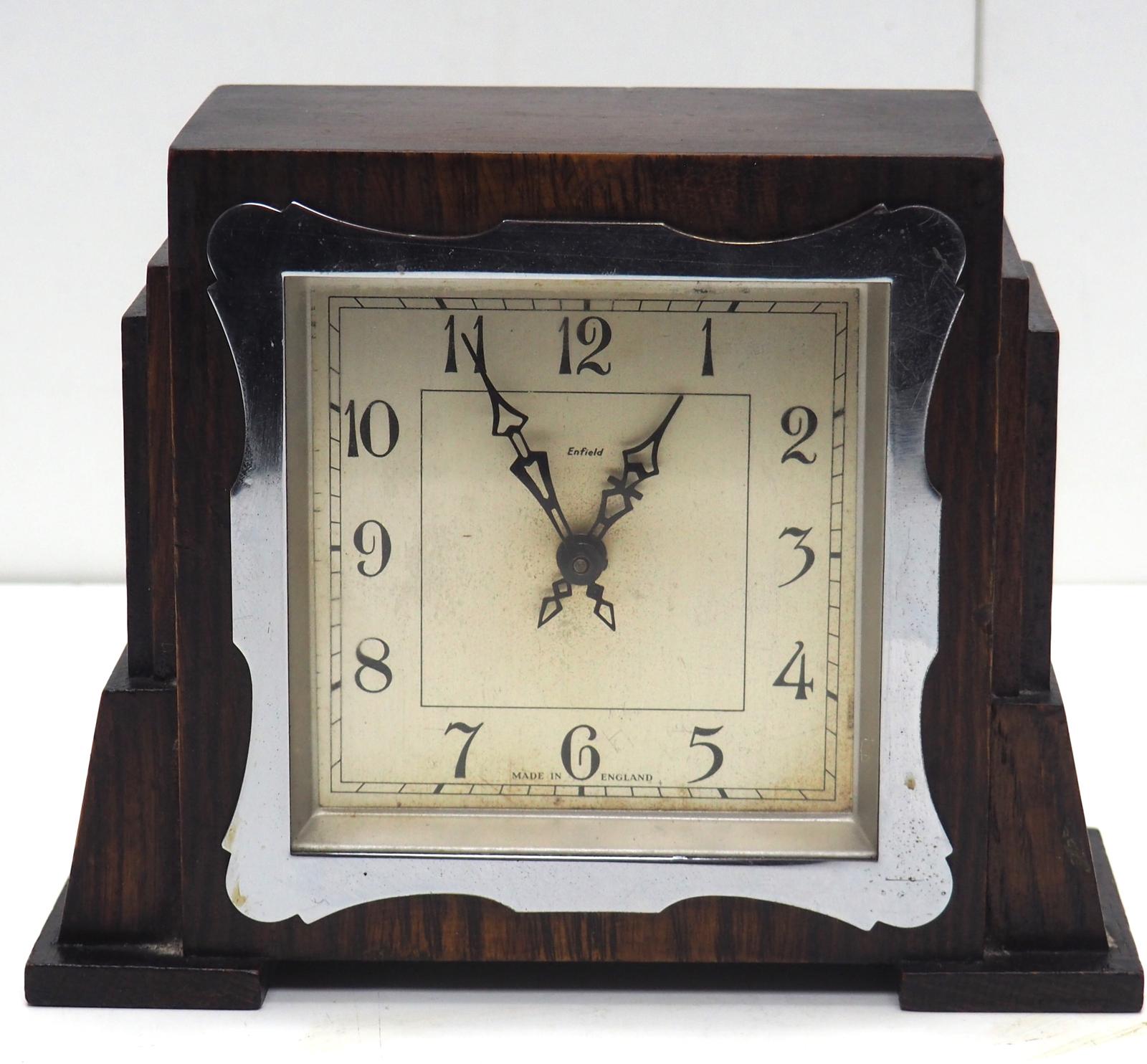 Fine Oak & Chrome Retro Art Deco 8 Day Timepiece Mantel Clock by Enfield (1 of 7) Fine Oak & Chrome Retro Art Deco 8 Day Timepiece Mantel Clock by Enfield (1 of 7)
