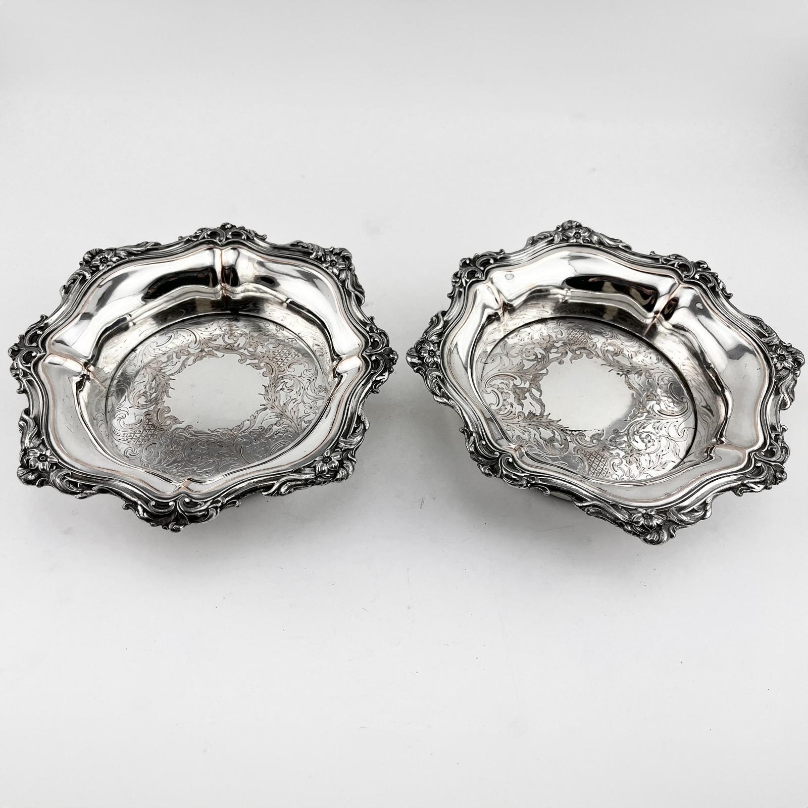 Pair of Original Condition Old Sheffield Plate Coasters (1 of 5)