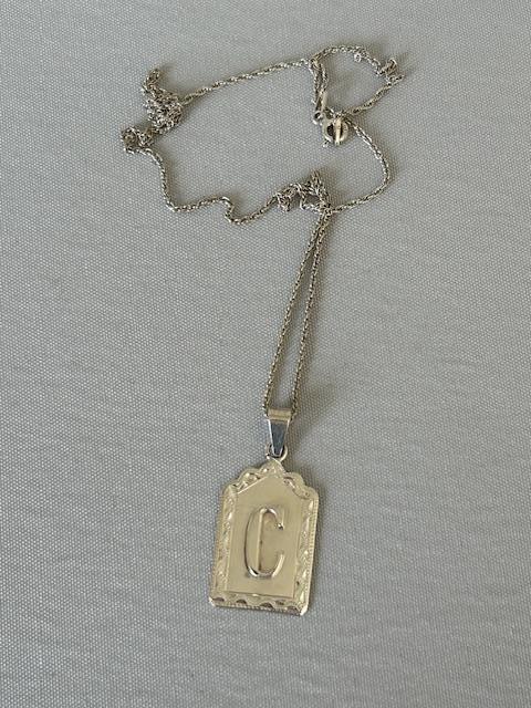 Victorian Initial C Silver Pendant Necklace (1 of 6)