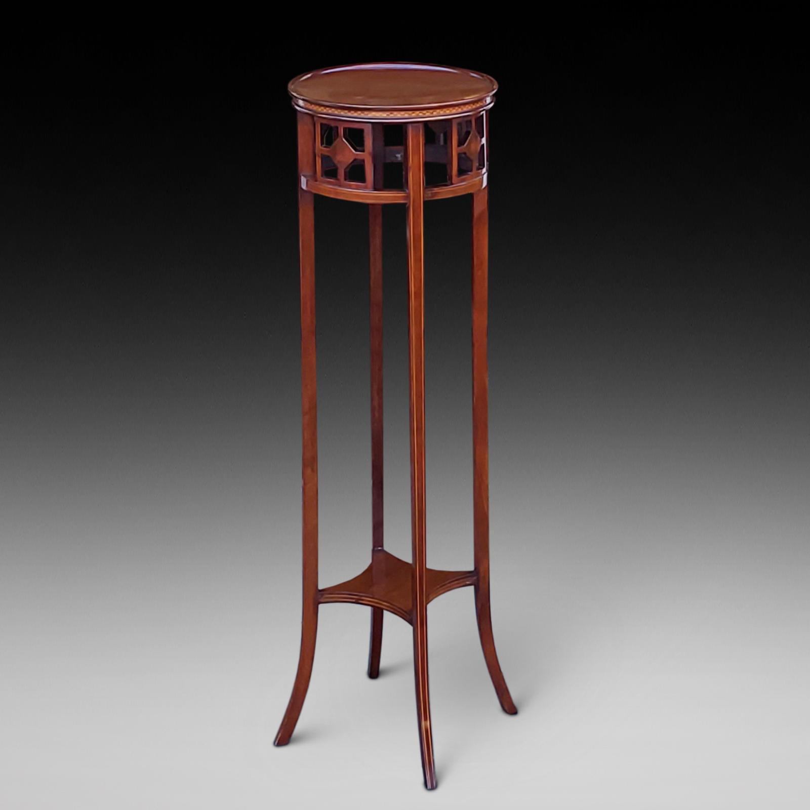 Edwardian Boxwood Strung Mahogany Jardinière Stand (1 of 6)