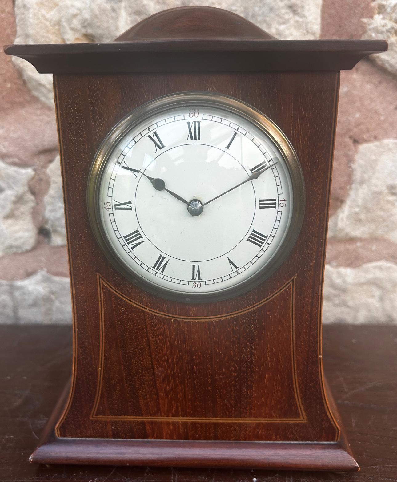 Stunning Mahogany Edwardian Timepiece Clock Dome Top With Waisted Sides (1 of 11)