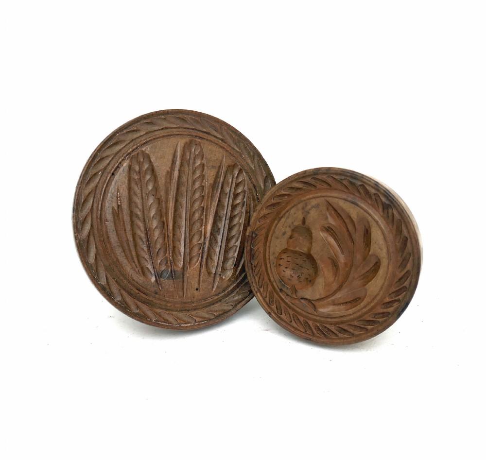 Antique Treen 19th Century Sycamore Pair of Butter Prints - Acorn & Wheat - English 1840-1860 (1 of 4) Antique Treen 19th Century Sycamore Pair of Butter Prints - Acorn & Wheat - English 1840-1860 (1 of 4)