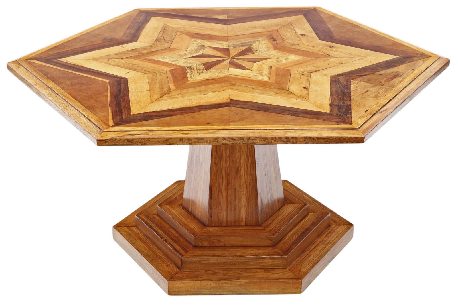 Fine Quality Hexagonal Parquetry Centre Dining Table – Large Statement Display Piece Richard Wallace (1 of 8)