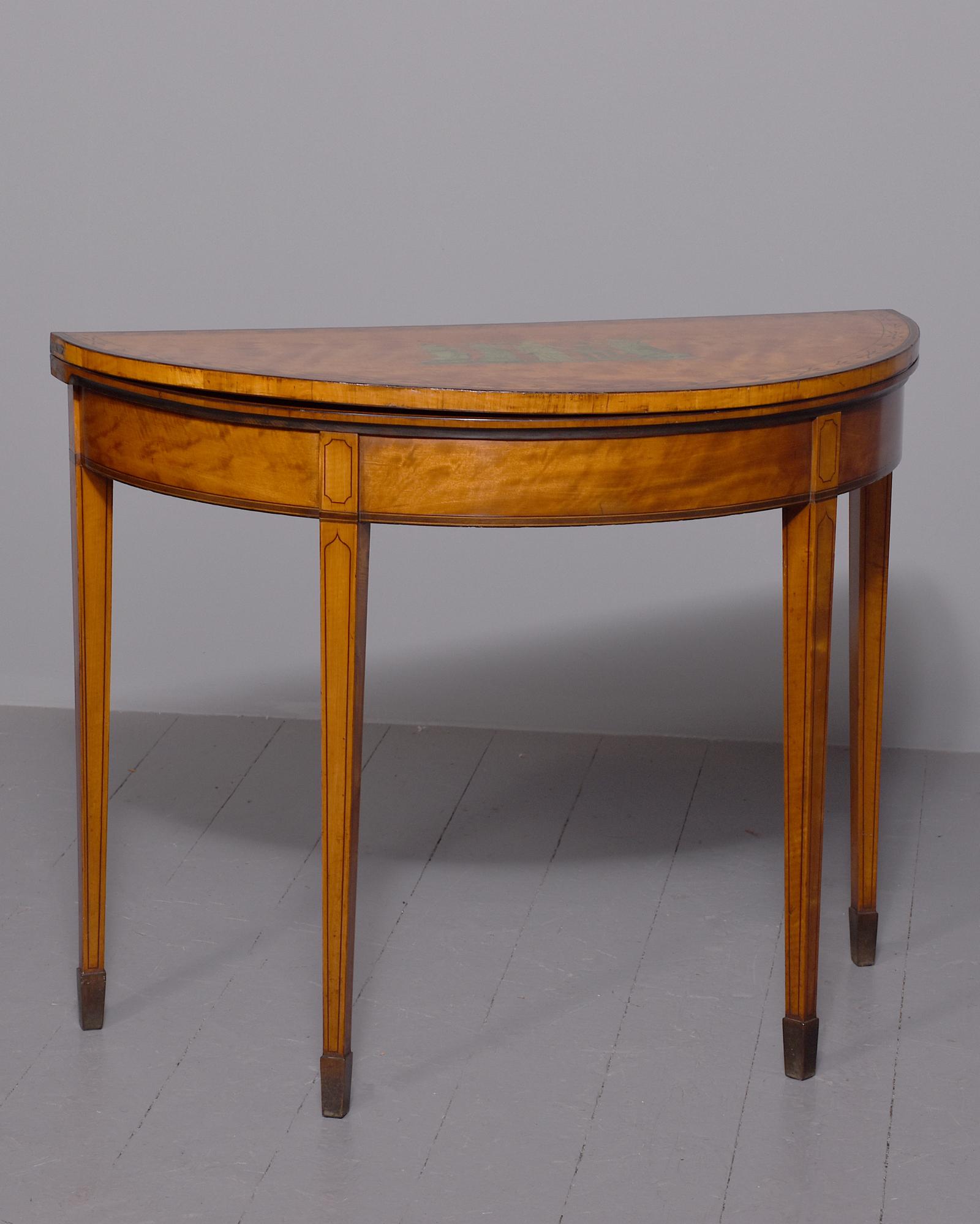 George III Painted Satinwood Card Table (1 of 7)