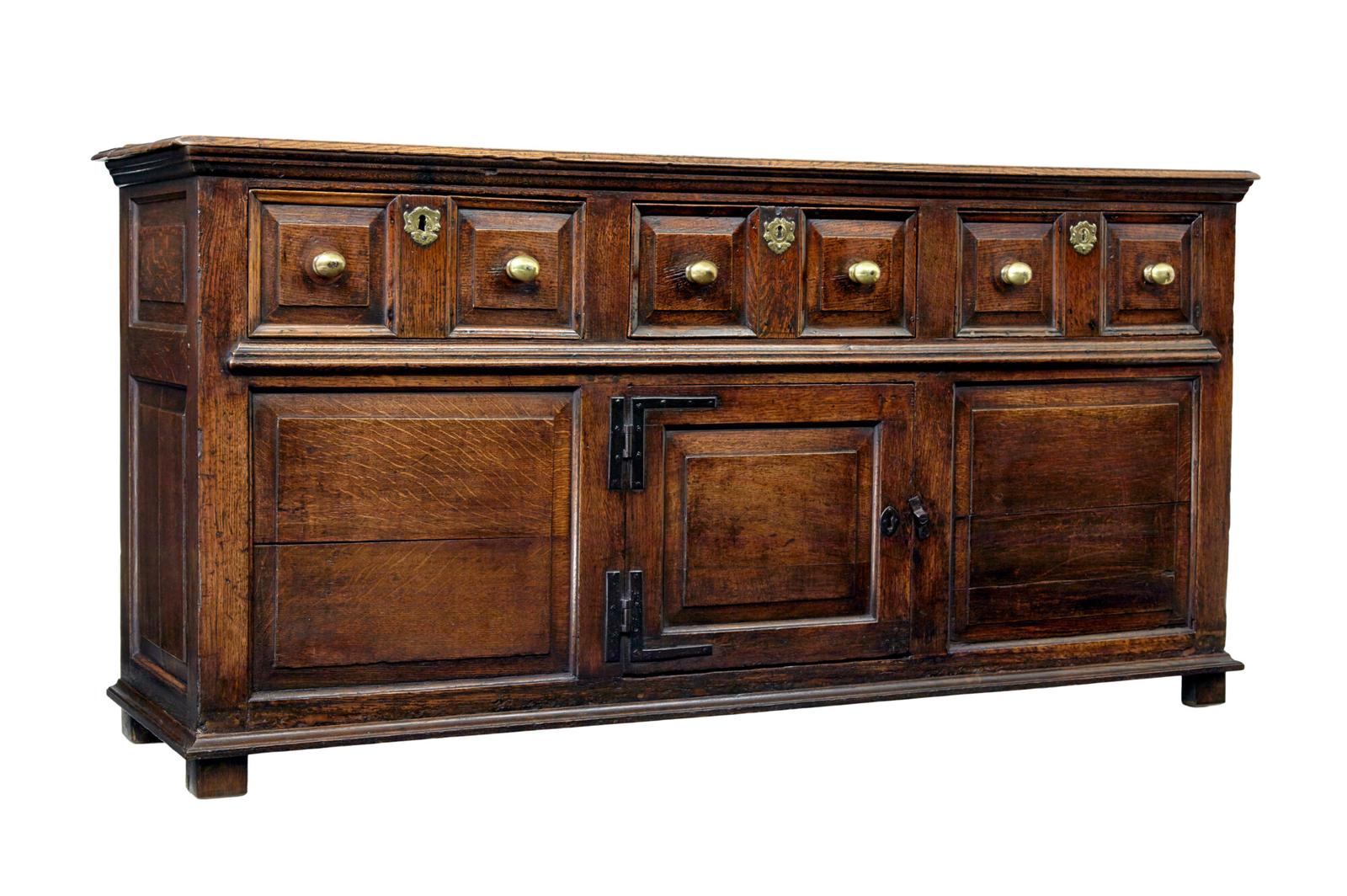 English 18th Century Carved Oak Dresser (1 of 11)