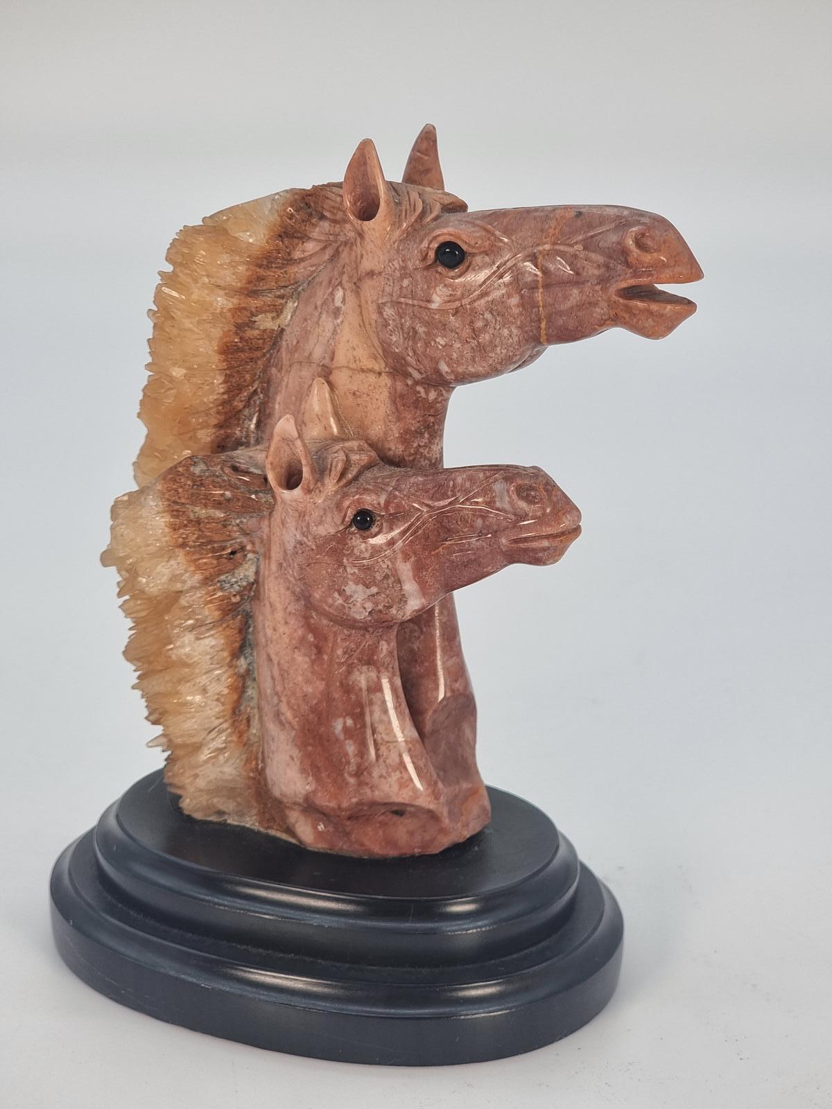 Equestrian Specimen Carved Marble Study of Stallion & Mare (1 of 10)