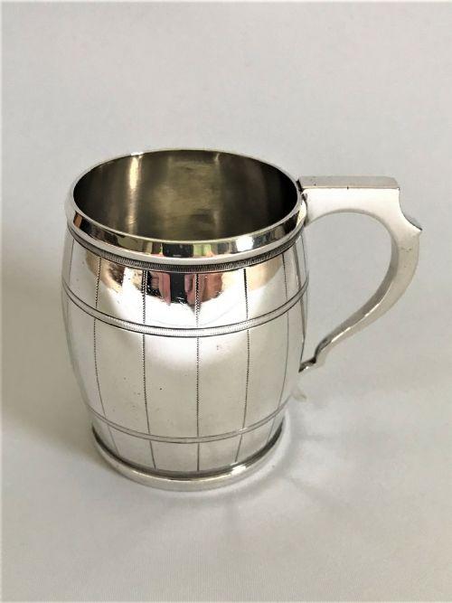 Good Quality Victorian Novelty Silver 'Barrel' Mug (1 of 6)