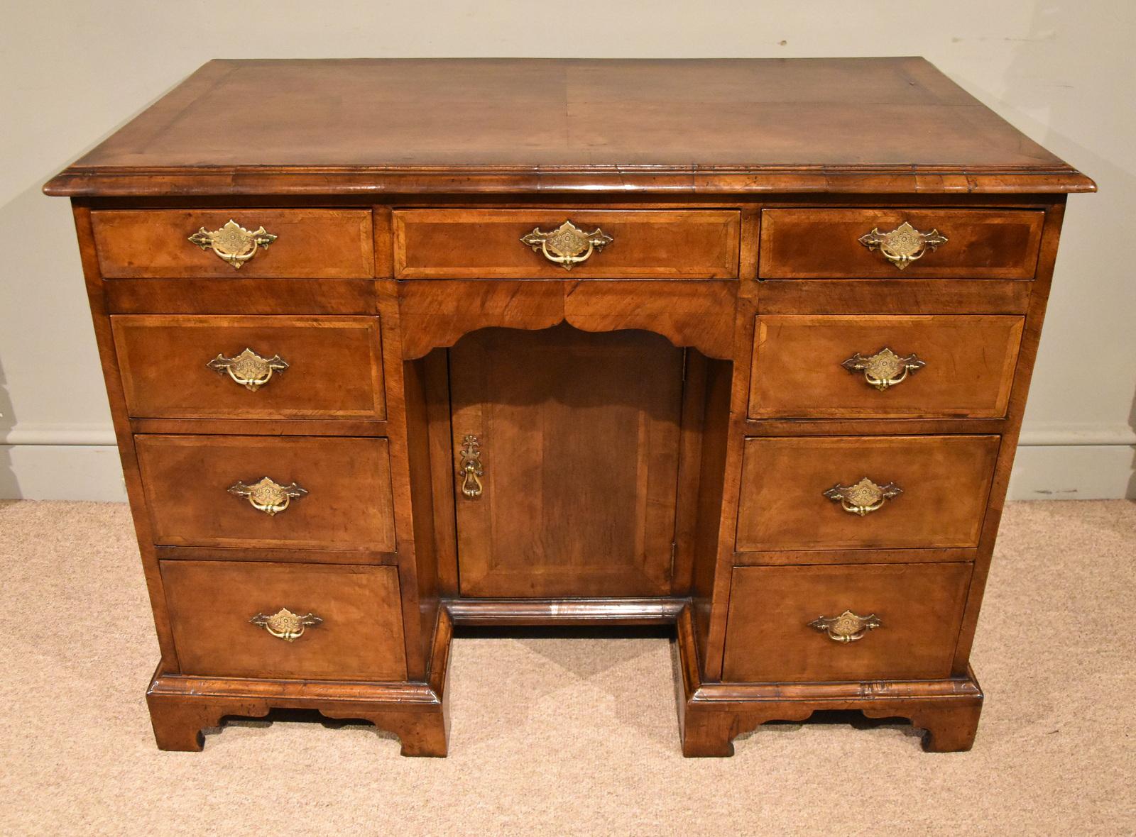 Queen Anne Style Walnut Kneehole Desk (1 of 10) Queen Anne Style Walnut Kneehole Desk (1 of 10)