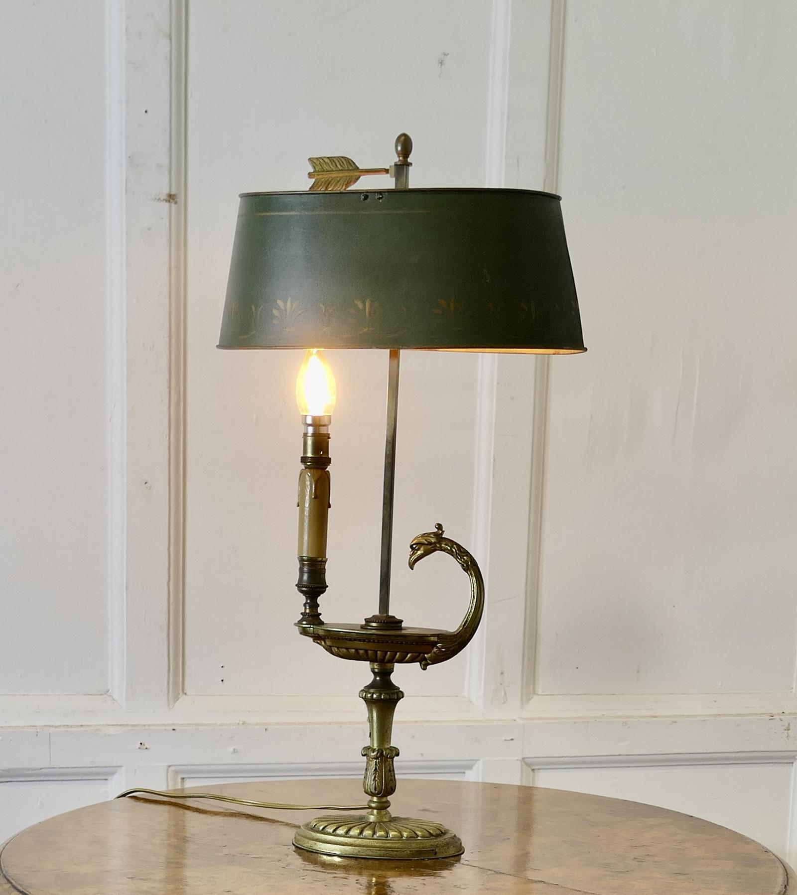 French Painted Toleware and Brass Desk Lamp (1 of 10)