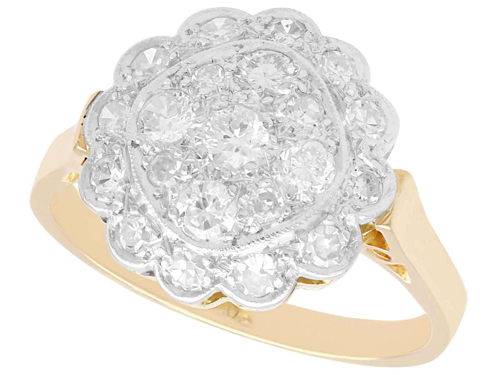 0.83ct Diamond & 18ct Yellow Gold Cluster Ring c.1930 (1 of 11)