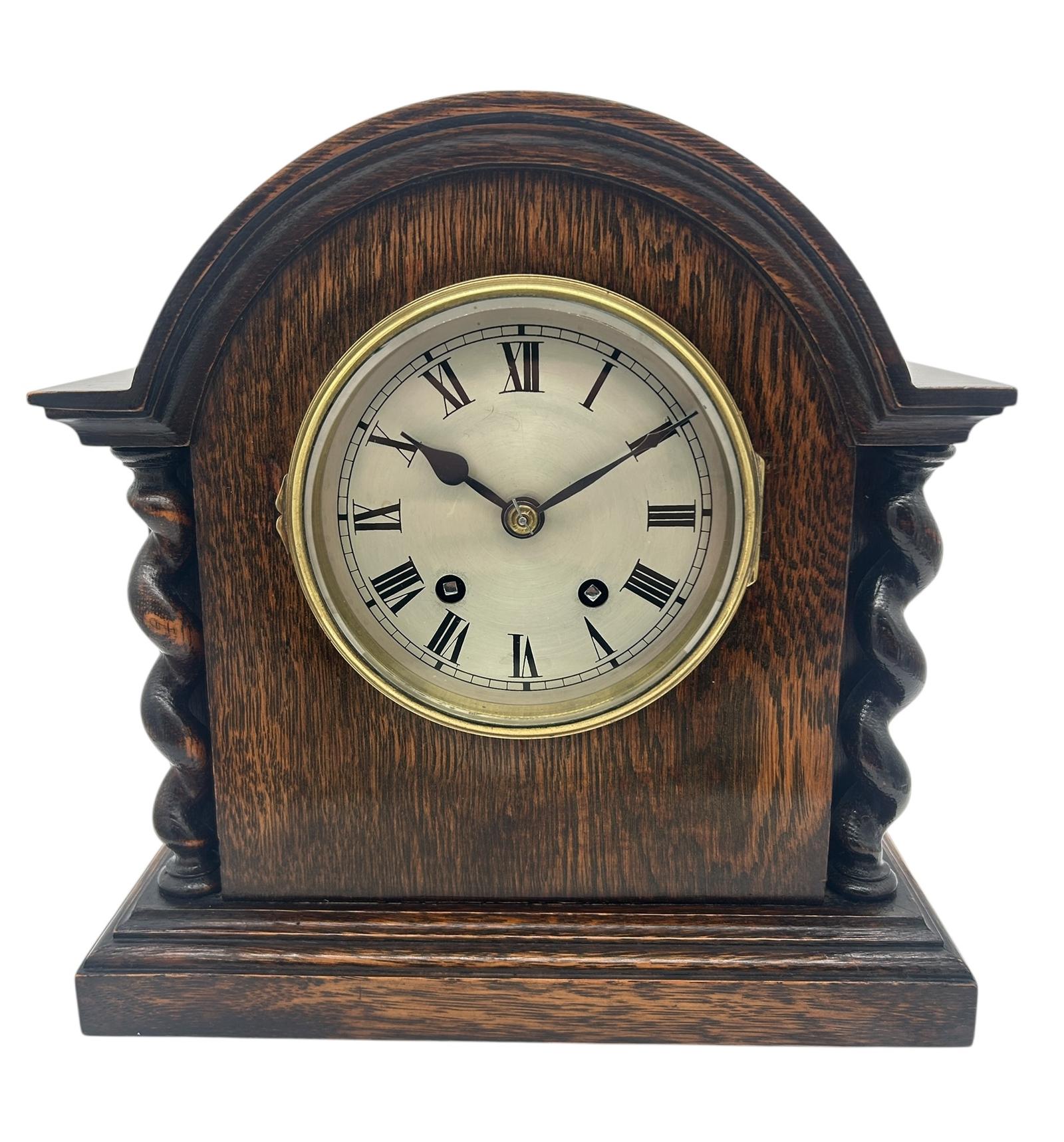 Lovely English Oak Case Astral Mantel Clock – 8 Day Gong Striking Clock (1 of 9)