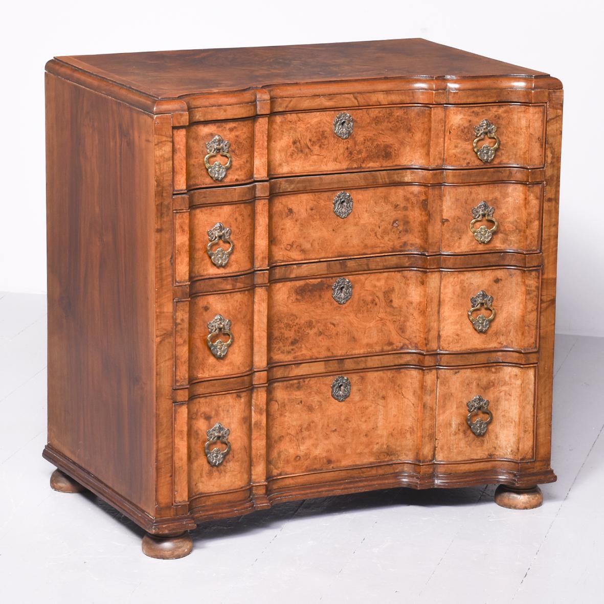 George II Style Neat-sized Figured Walnut Chest of Drawers (1 of 8)