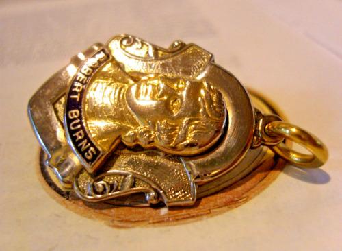 Pocket Watch Chain Fob 1960s Robert Burns Large Scottish Gilt & Blue Enamel Fob (1 of 4)