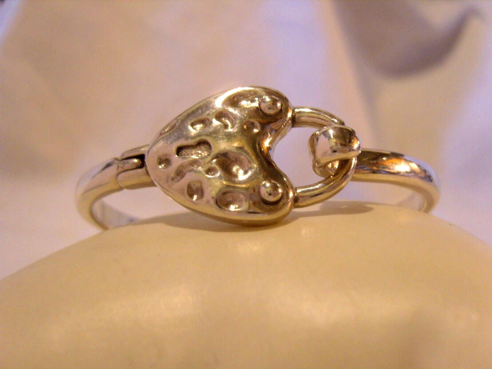 Silver Bangle 1970s Big Puffy Love Heart Victorian Style 925 Silver Bracelet 7"L (1 of 21)