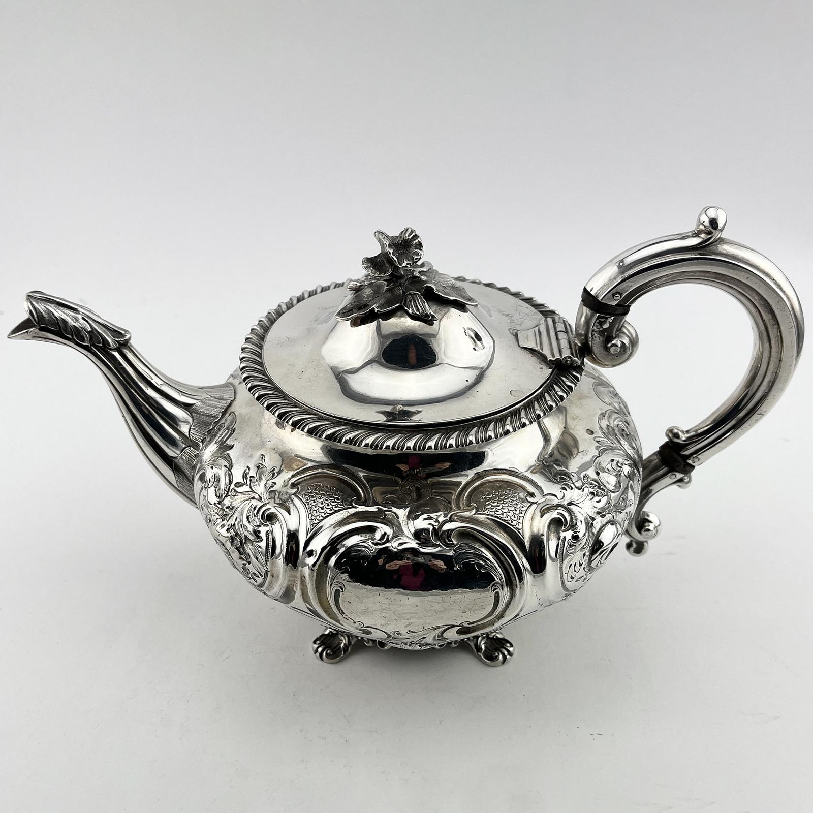 Decorative Early Victorian Sterling Silver Tea Pot (1 of 8)
