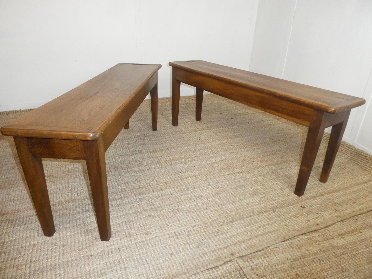 Pair of Arts & Crafts Oak Hall Benches (1 of 7) Pair of Arts & Crafts Oak Hall Benches (1 of 7)