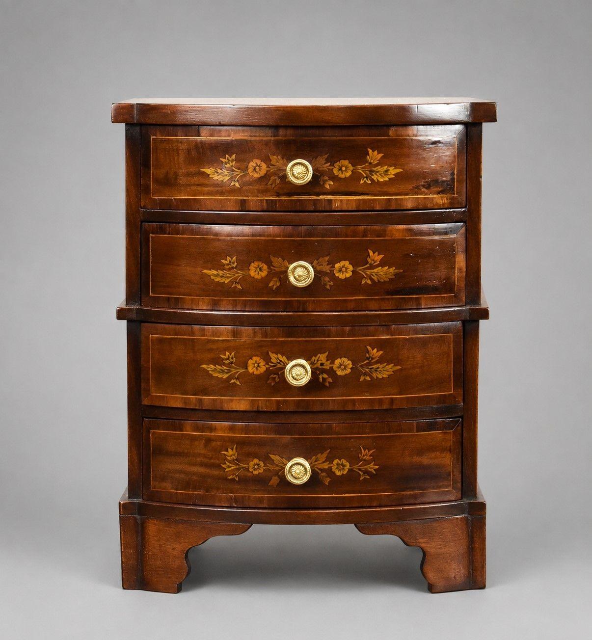 Miniature Marquetry Bow Front Chest of Drawers (1 of 7) Miniature Marquetry Bow Front Chest of Drawers (1 of 7)