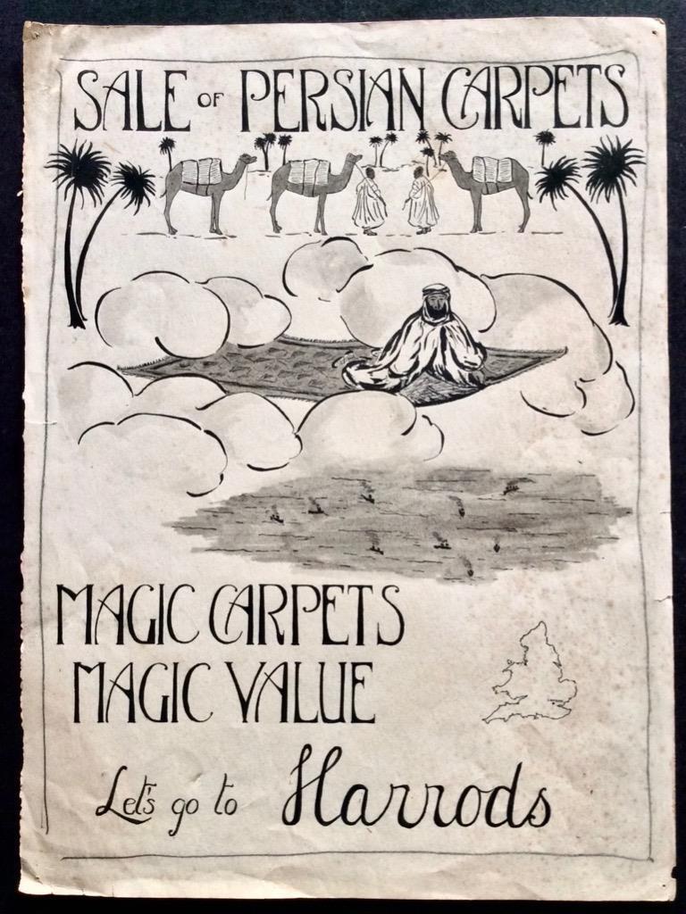 Original 1920s Art Work of Sale of Persian Carpets for Harrods Large Size (1 of 4)