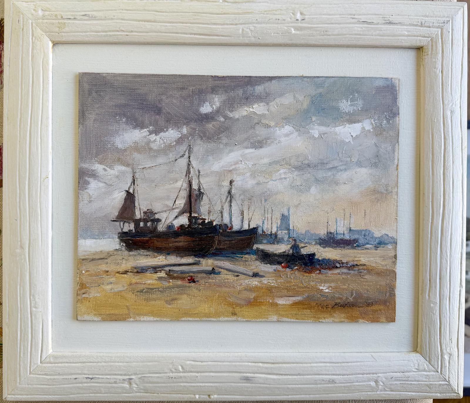 Original Oil on Board 'Hastings Luggers' by Alec Butson (1910-1995) Signed & Dated 83 - Framed (1 of 2) Original Oil on Board 'Hastings Luggers' by Alec Butson (1910-1995) Signed & Dated 83 - Framed (1 of 2)