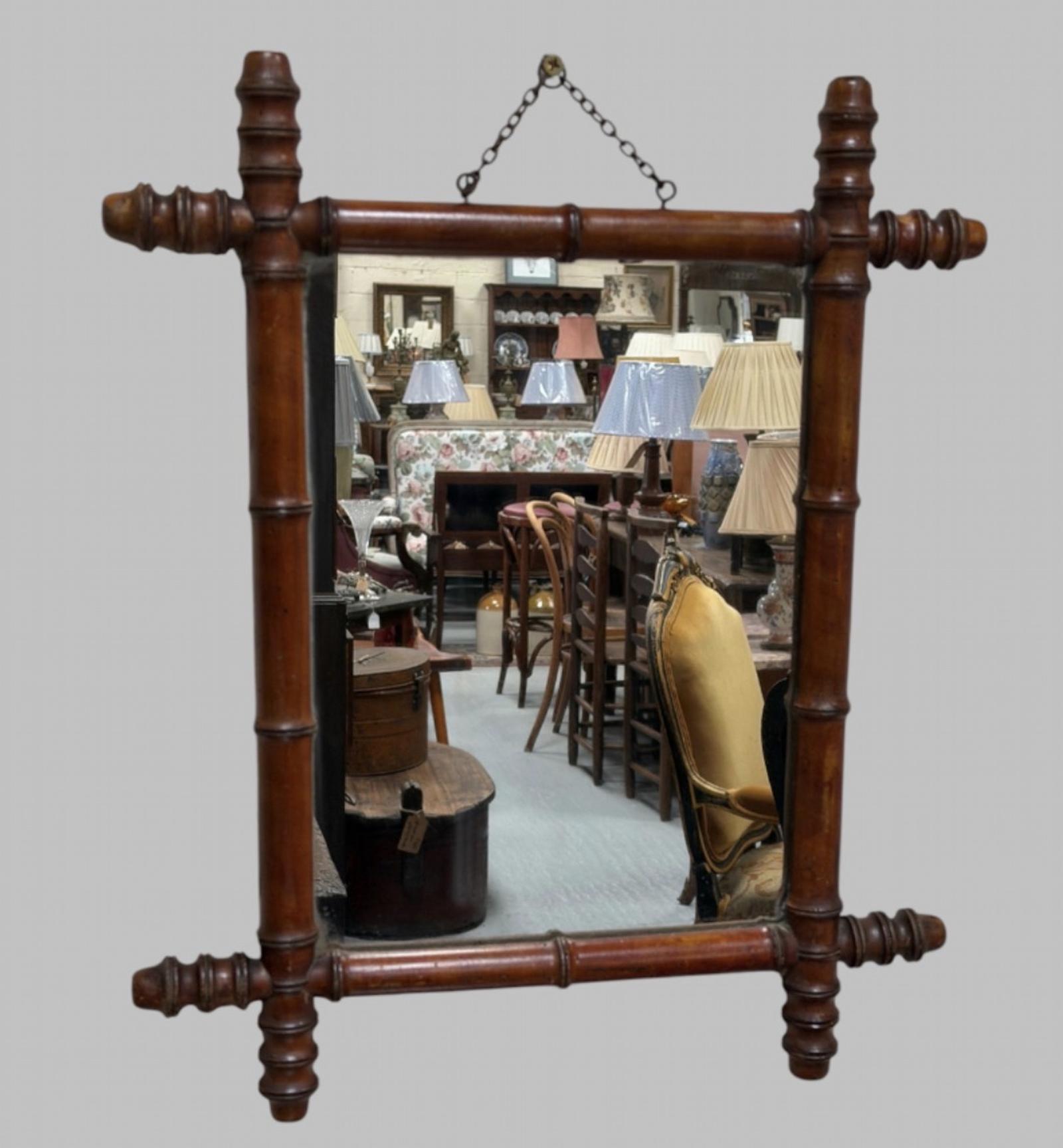 Antique Faux Bamboo Wall Mirror (1 of 6) Antique Faux Bamboo Wall Mirror (1 of 6)