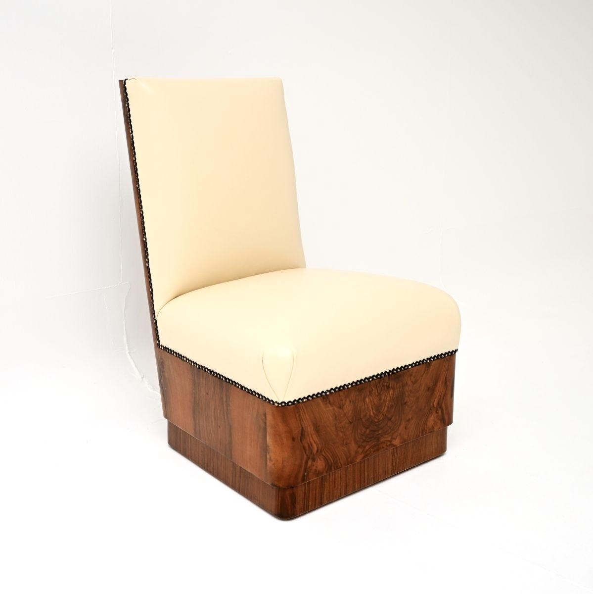 Art Deco Walnut and Leather Side Chair / Stool (1 of 10) Art Deco Walnut and Leather Side Chair / Stool (1 of 10)