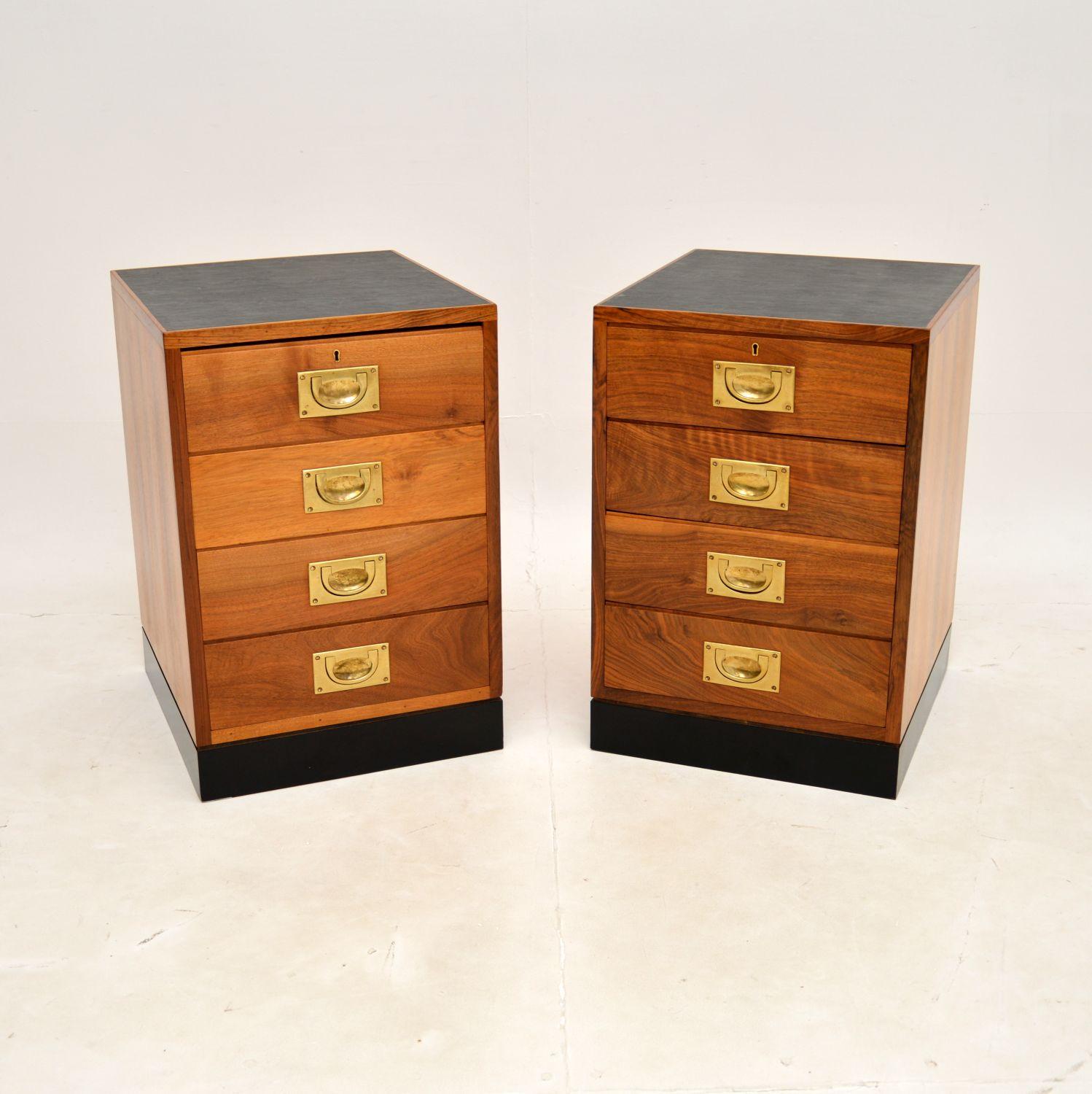 Pair of Vintage Military Campaign Style Walnut Bedside Chests (1 of 12) Pair of Vintage Military Campaign Style Walnut Bedside Chests (1 of 12)