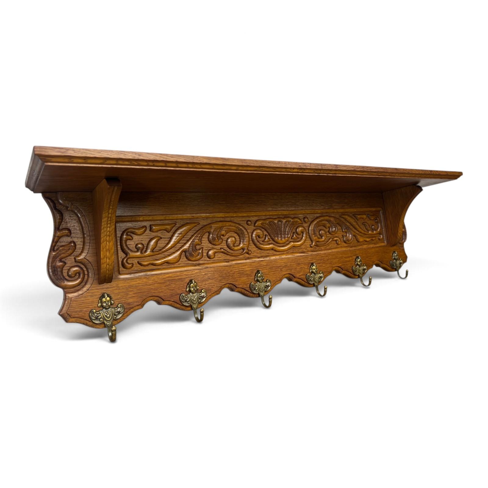 Coat Rack Vintage French 6 Hooks Oak Wall Shelf Coat Hanger (1 of 15) Coat Rack Vintage French 6 Hooks Oak Wall Shelf Coat Hanger (1 of 15)