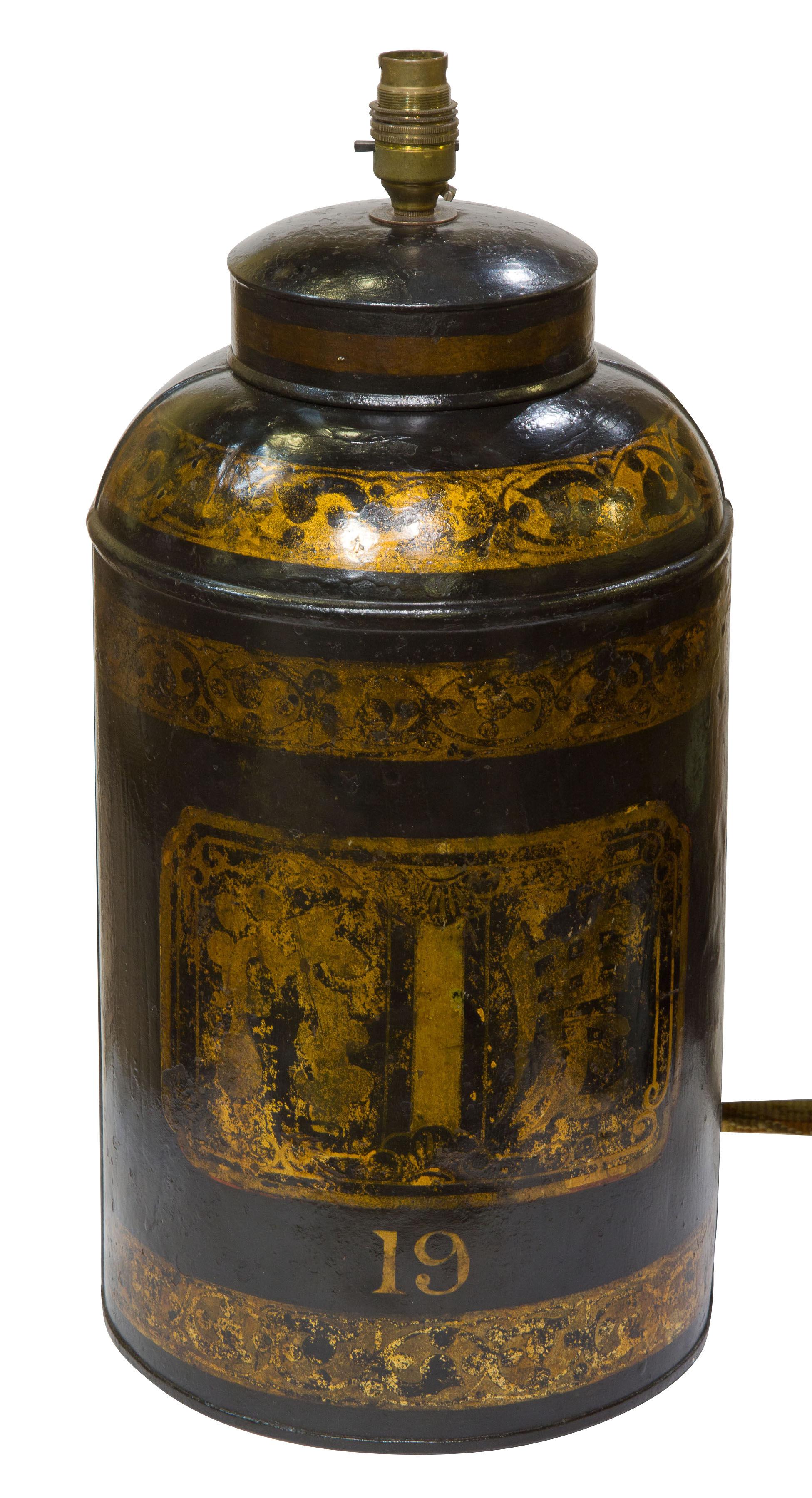19thCentury English Toleware Tea Canister now as Lamp (1 of 1)