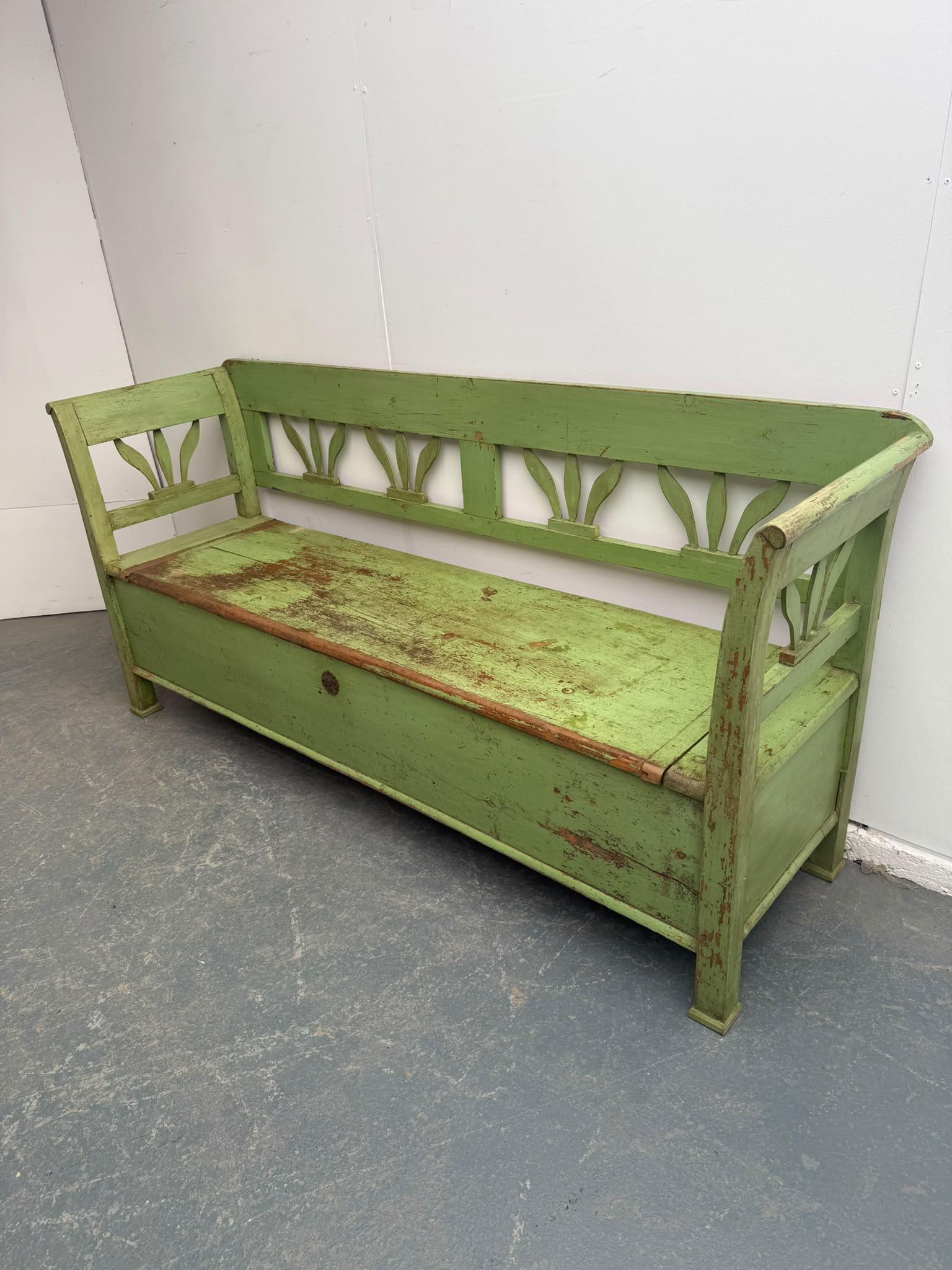 An Originally Painted Green Victorian Hungarian Antique Pine 3 Seater Bench (1 of 11) An Originally Painted Green Victorian Hungarian Antique Pine 3 Seater Bench (1 of 11)