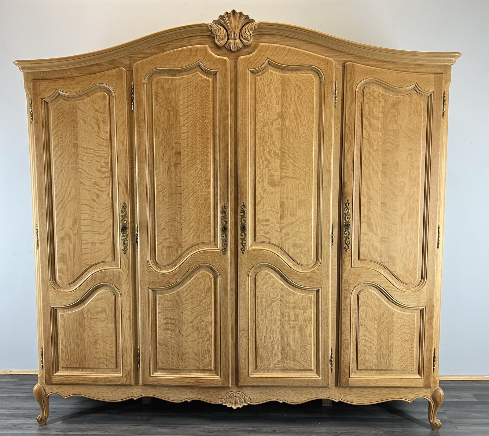 Wardrobe French Vintage Oak 4 Door Armoire Retro Closet (1 of 14)
