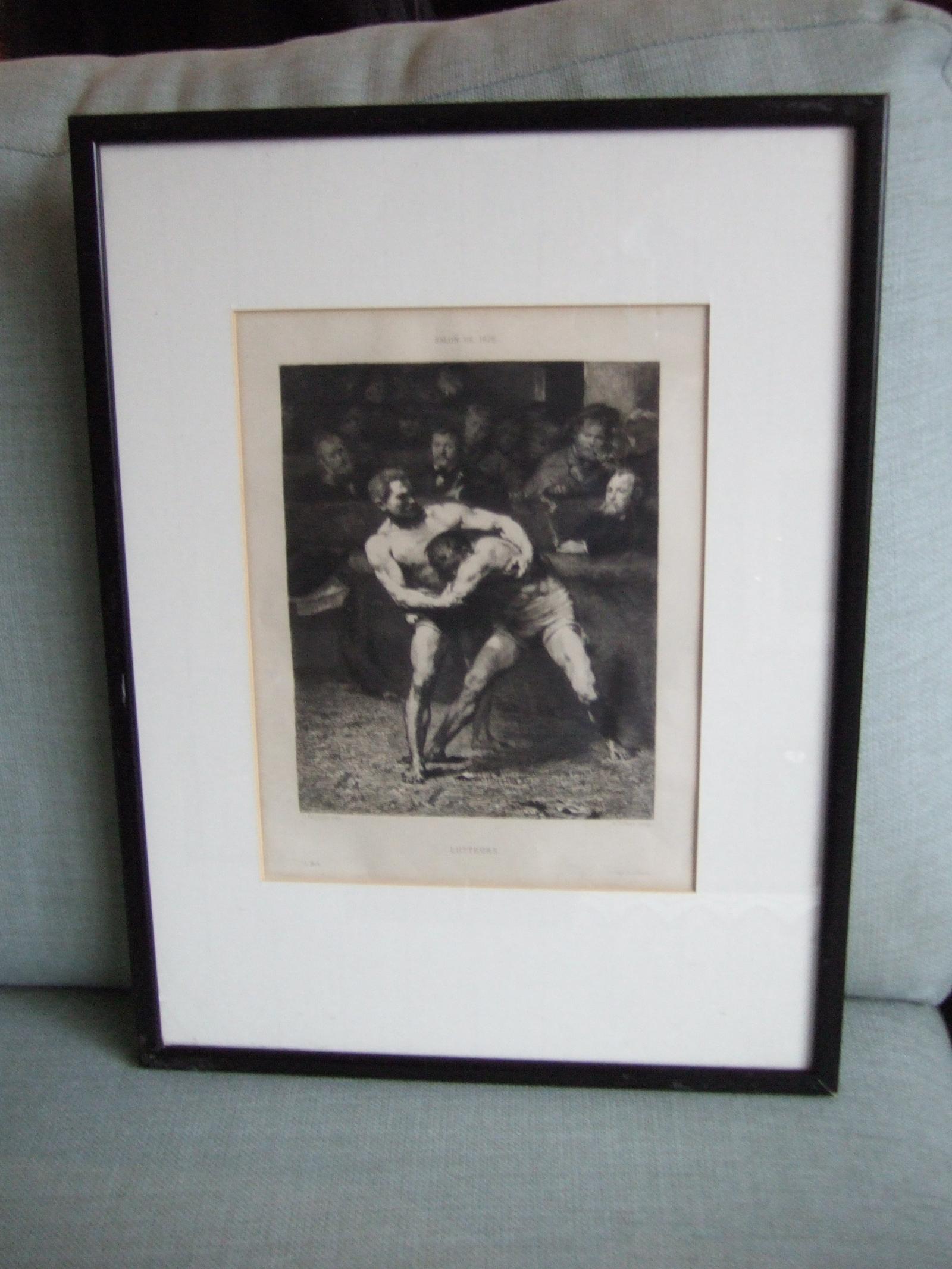 19th Century Etching "Lutteurs" Wrestlers by Achille Gilbert After Falguière (1 of 5) 19th Century Etching "Lutteurs" Wrestlers by Achille Gilbert After Falguière (1 of 5)