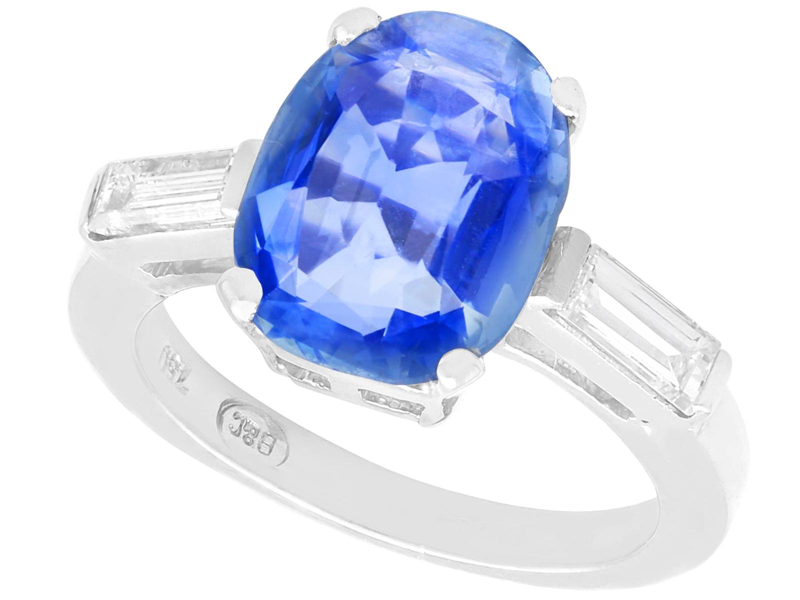 2.46ct Sapphire & 0.38ct Diamond, 18ct White Gold Dress Ring c.1935 (1 of 9)