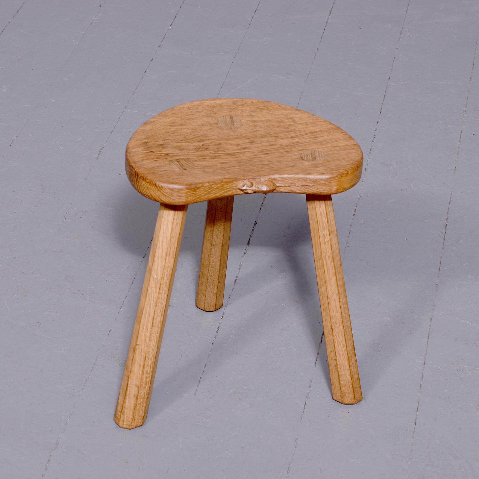 Oak Robert Thomson Mouseman Three-Legged Low Milking Stool (1 of 6) Oak Robert Thomson Mouseman Three-Legged Low Milking Stool (1 of 6)