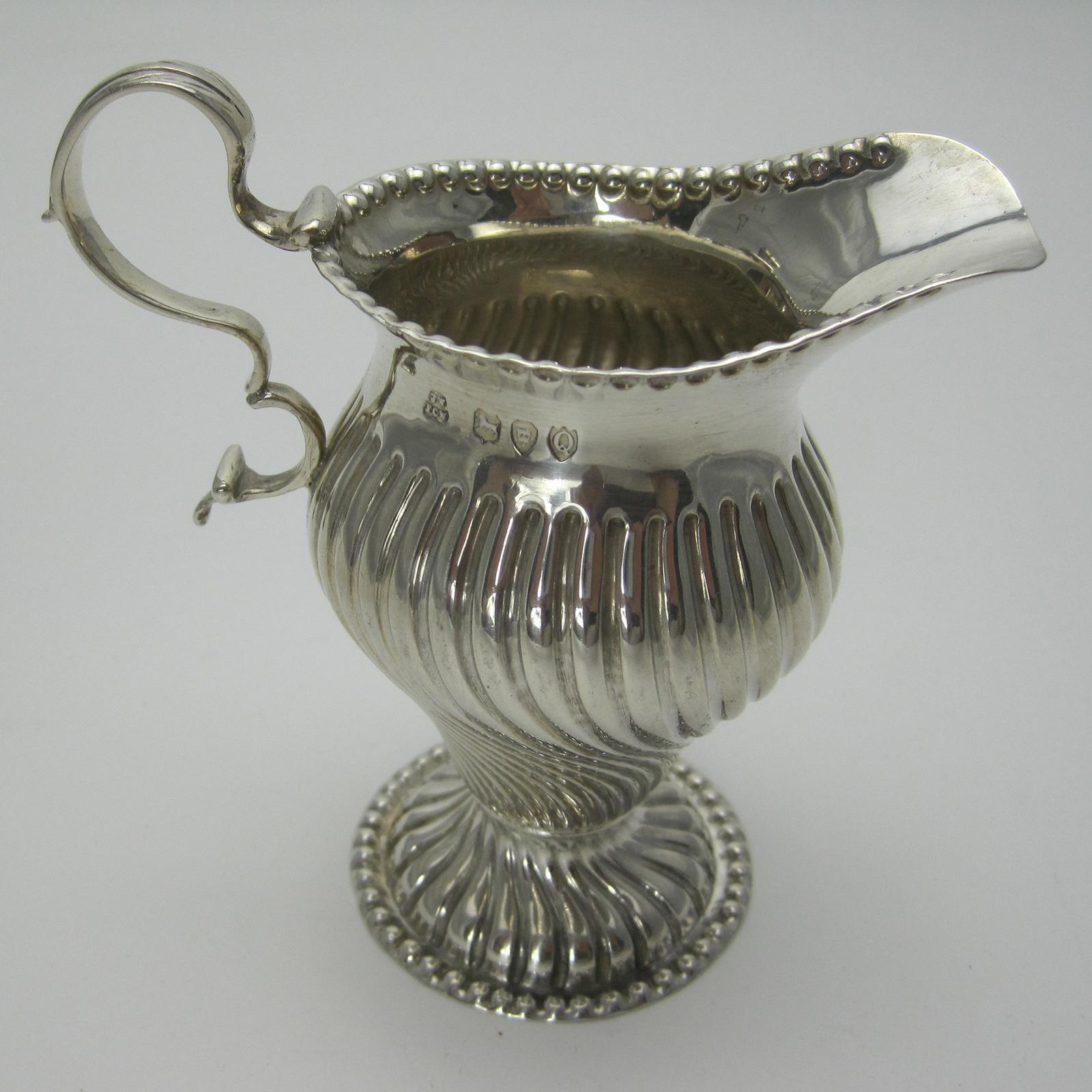 Victorian Silver Cream Jug with Punch Beaded Border (1 of 6)