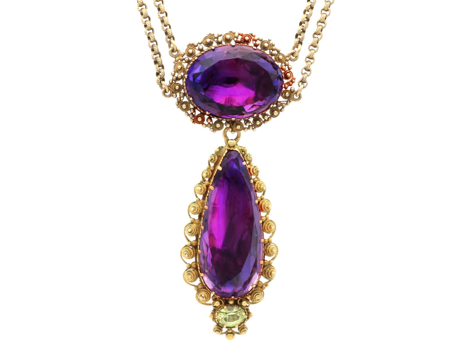 Antique 24.68ct Amethyst & 18k Yellow Gold Necklace c.1830 (1 of 10)