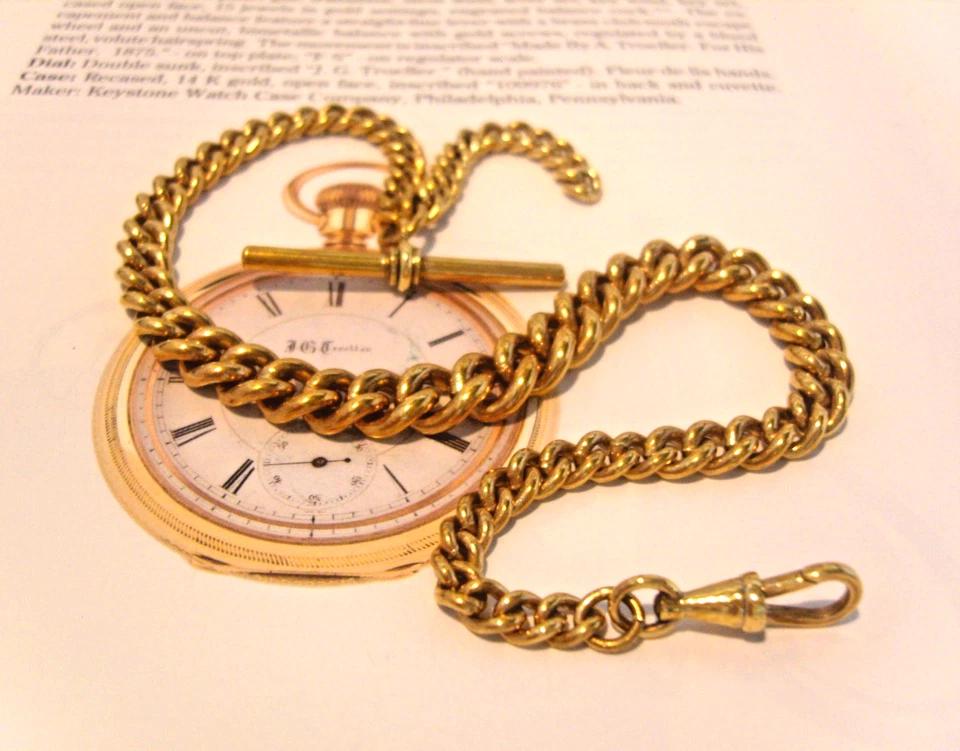 Pocket Watch Chain 10ct Gold Filled Victorian Canadian Gold Albert & T Bar (1 of 13)