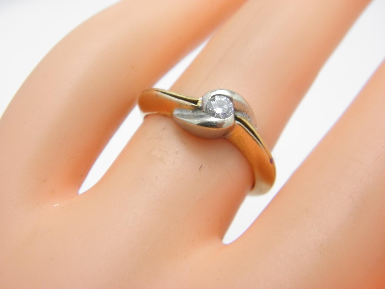 Vintage 18ct Gold Heavy Diamond Twist Solitaire Ring Band Size J 1/2 (US Size 5) (1 of 13)