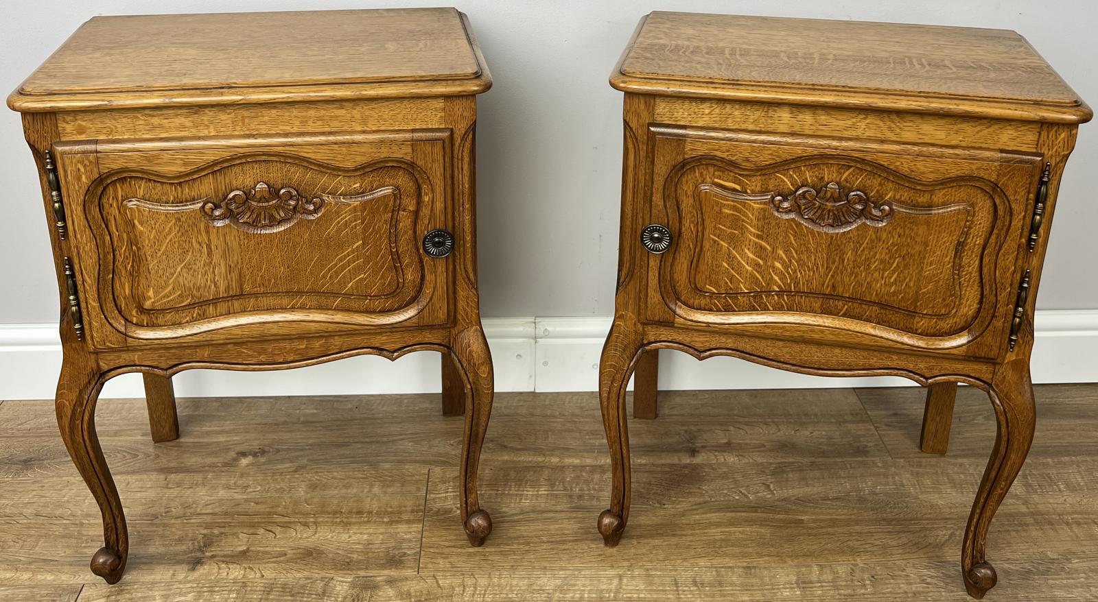 Pair of Bedside Tables Vintage French Oak Nightstands Cabinets (1 of 11) Pair of Bedside Tables Vintage French Oak Nightstands Cabinets (1 of 11)
