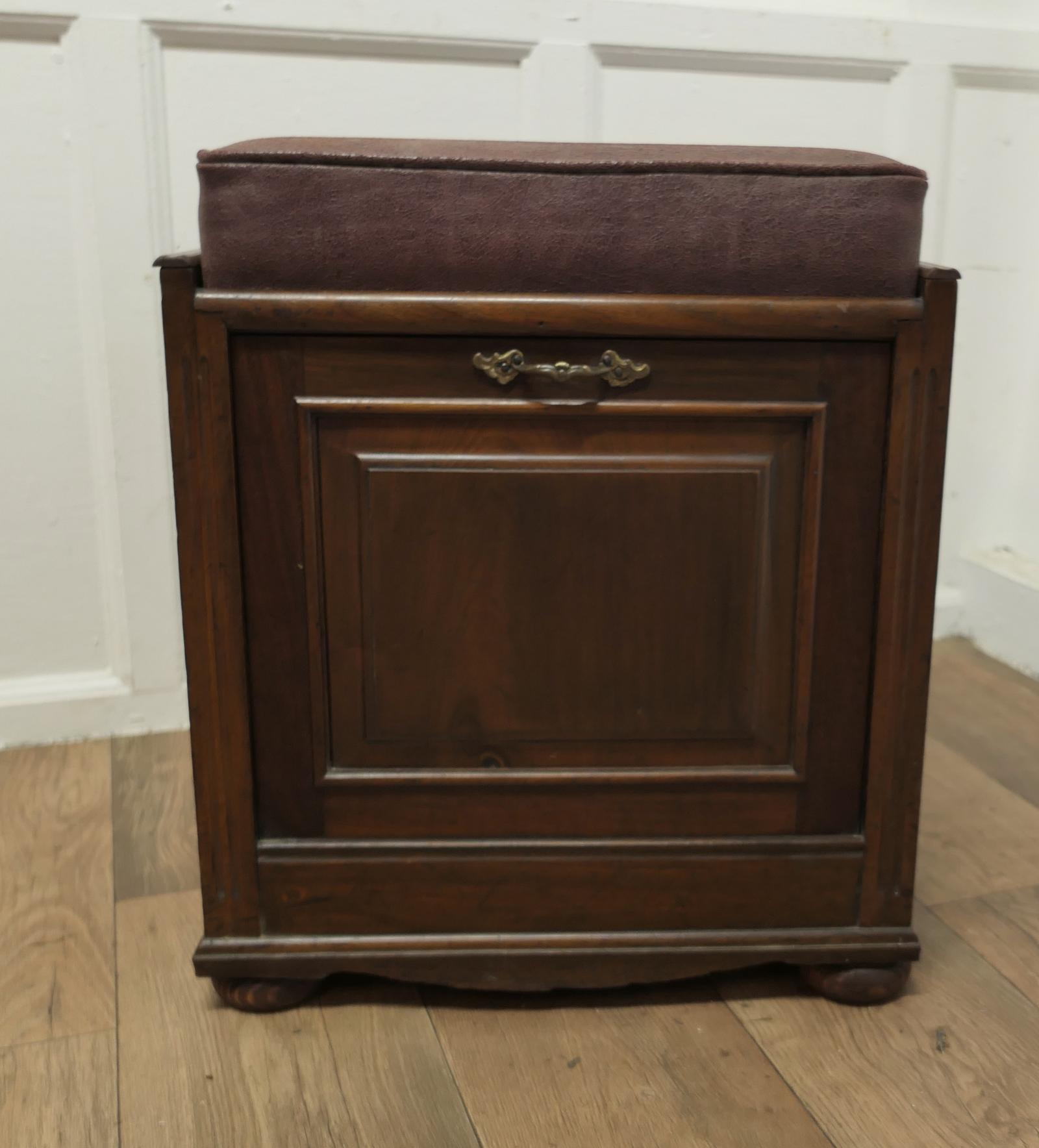 Victorian Walnut Upholstered Fall Front Music Cabinet / Piano Stool (1 of 6)