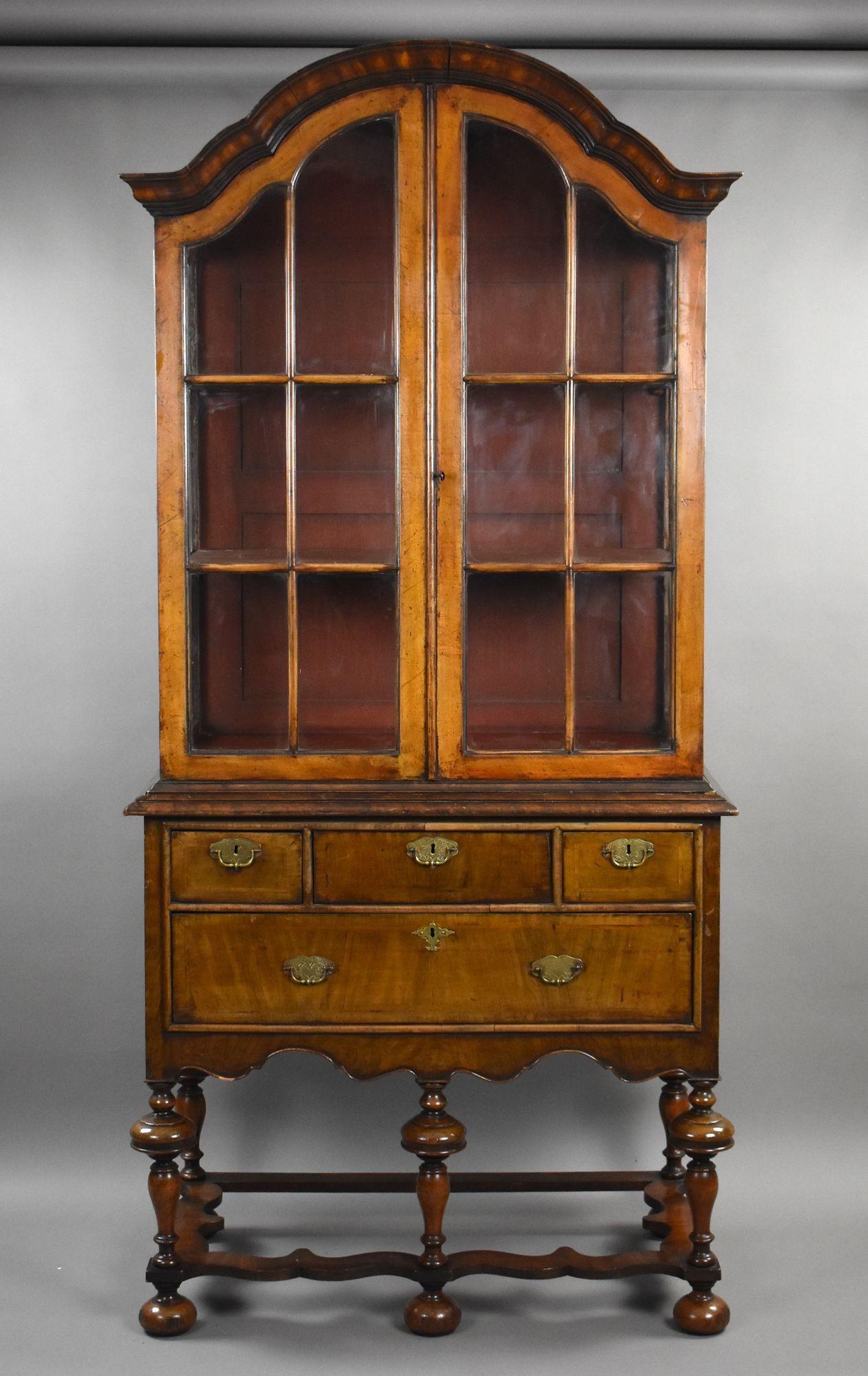 Antique Queen Anne Style Walnut Cabinet on Stand c.1900 (1 of 14)