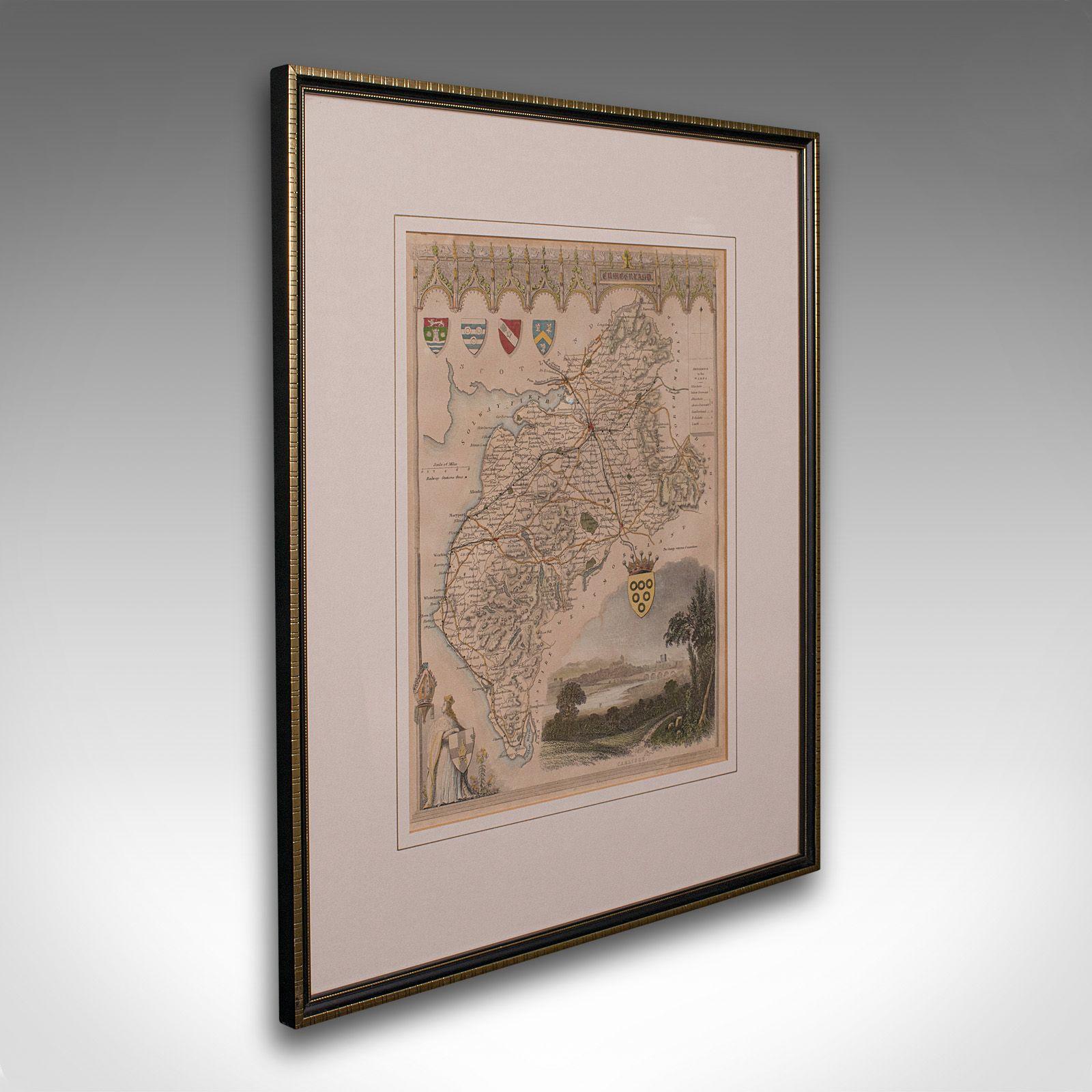 Antique Lithography Map, Cumberland, English, Framed, Cartography - Victorian (1 of 12)