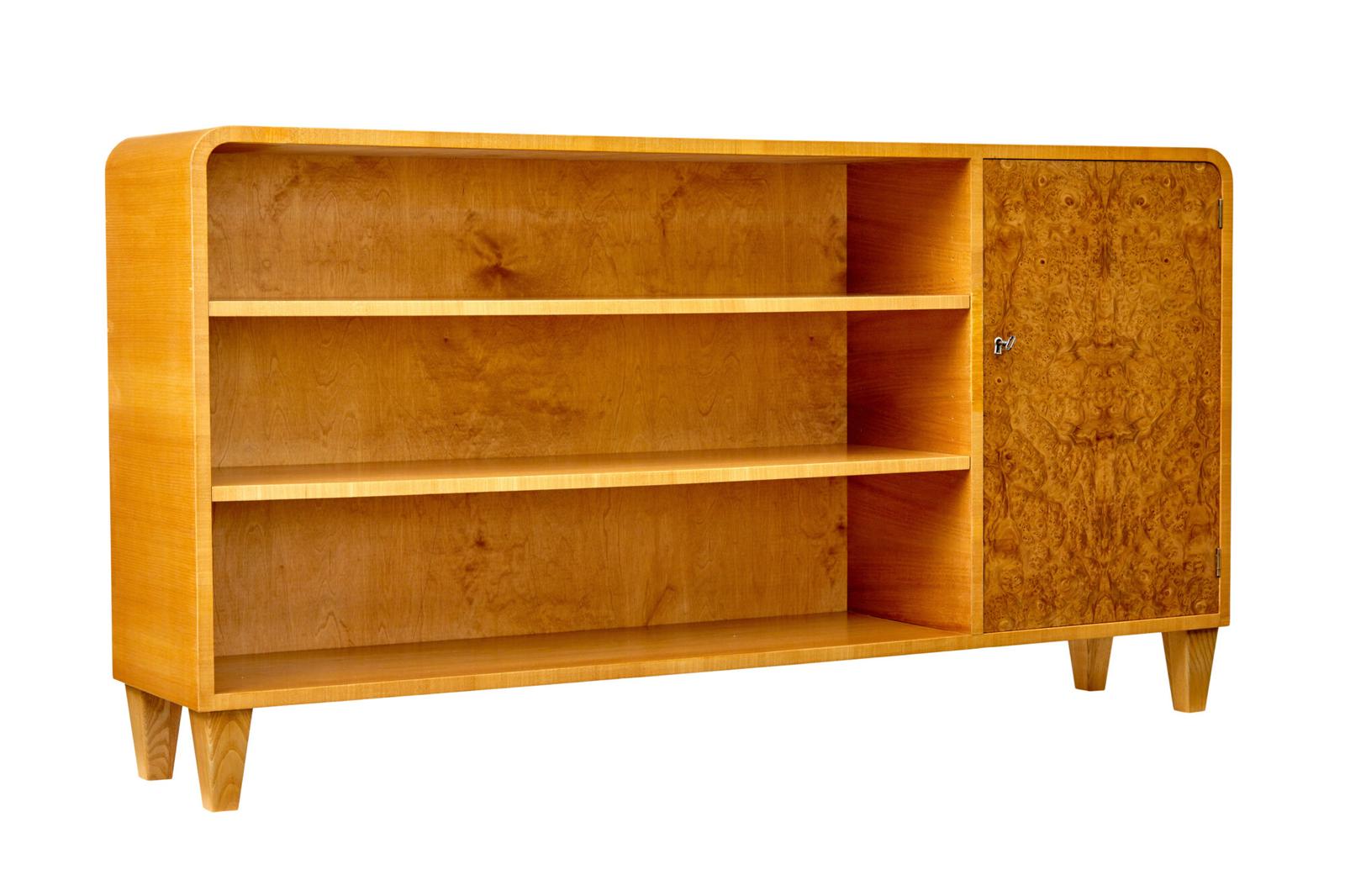 Scandinavian Elm & Burr Low Open Bookcase (1 of 8) Scandinavian Elm & Burr Low Open Bookcase (1 of 8)