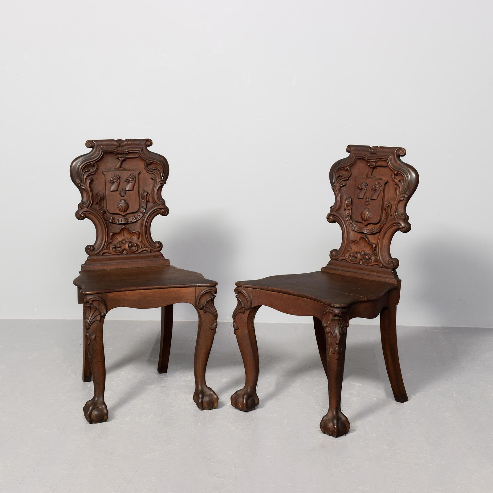 Profusely Carved Victorian Oak Hall Chairs (1 of 8) Profusely Carved Victorian Oak Hall Chairs (1 of 8)