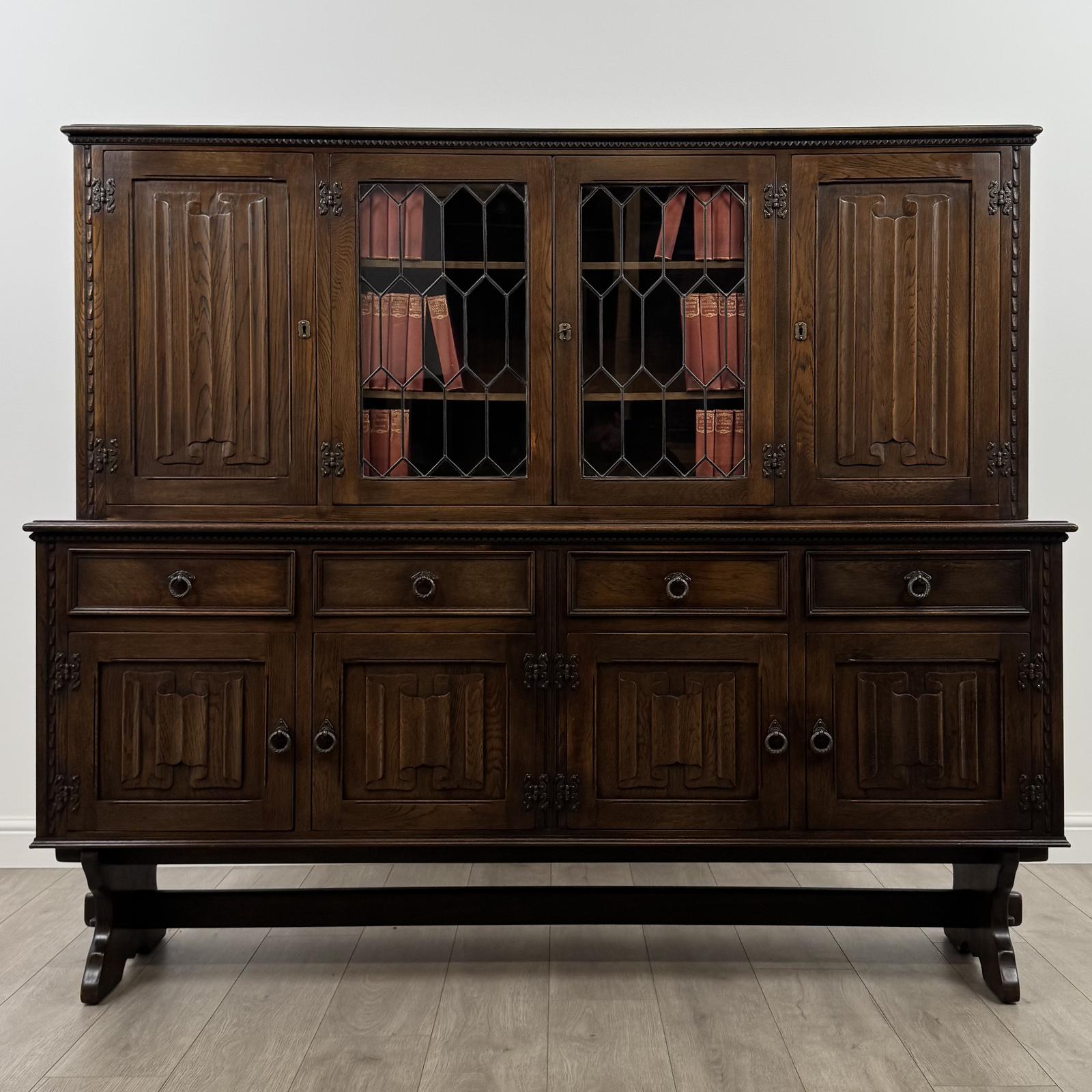 Antique 20th Century Good Quality Linenfold Dresser In Oak (1 of 13)