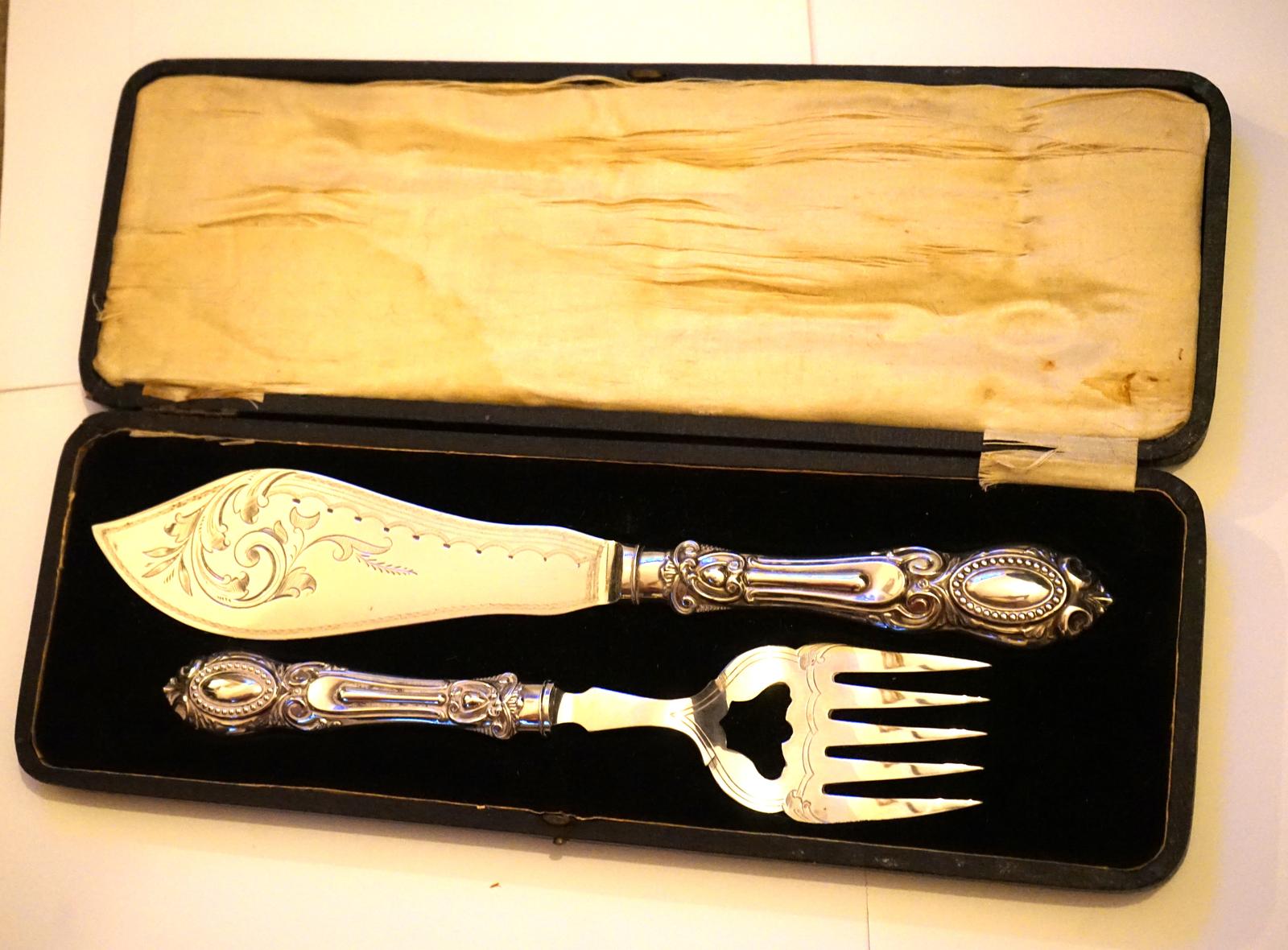 Victorian Ornate Silver Plate Fish Servers Boxed Set- Engagement / Wedding Present (1 of 11)