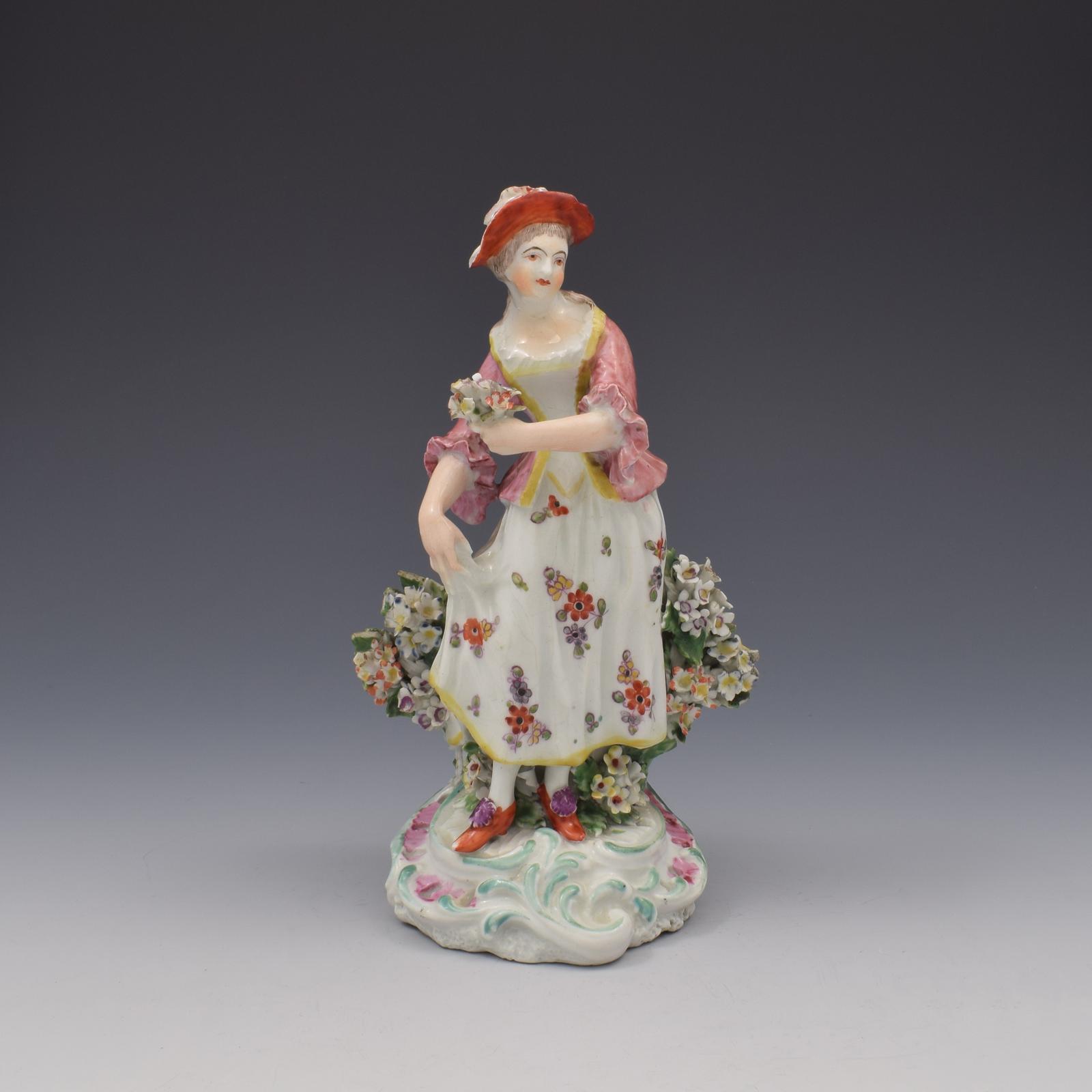 Rare Derby Porcelain Figure Lady Dancing (gentleman Bag-piper Companion) c.1760-1770 (1 of 15)