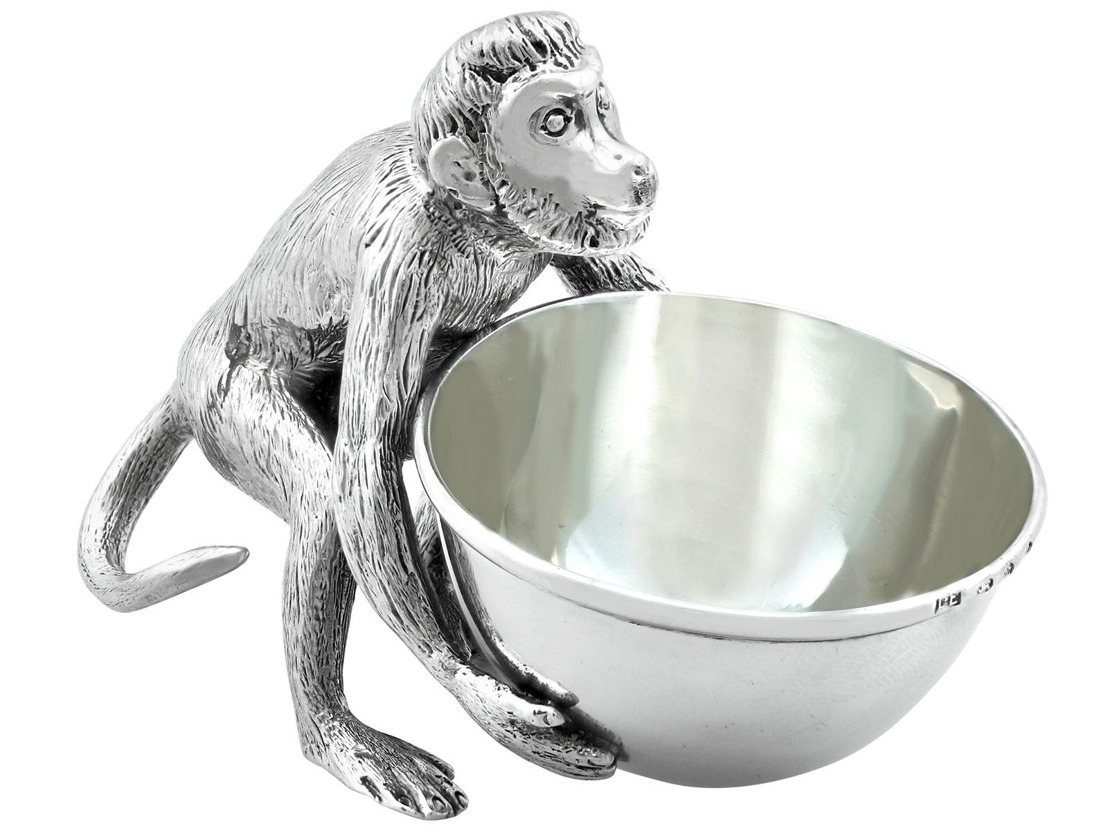 Antique Victorian Sterling Silver Monkey Bowl (1 of 9)