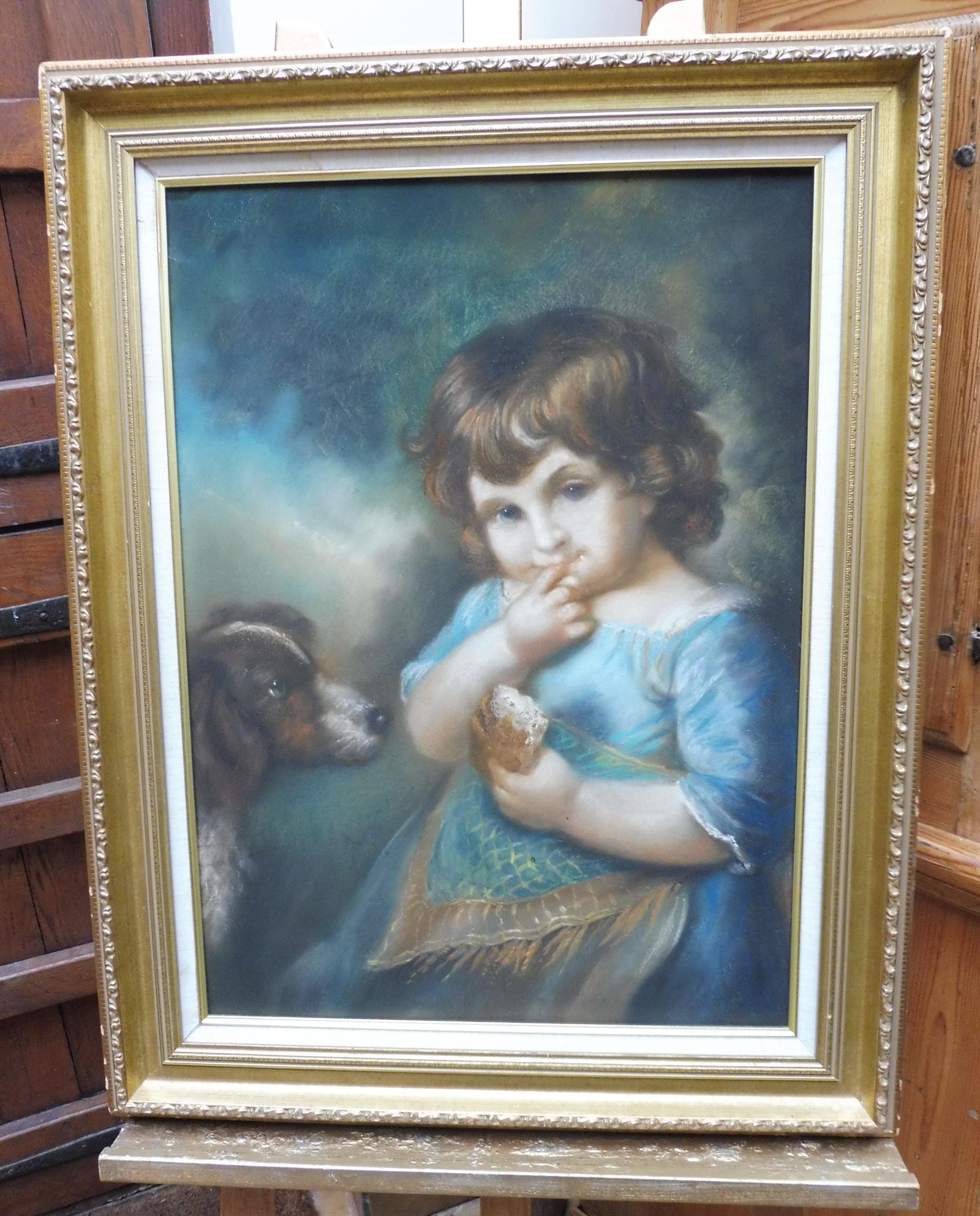 Pastel Portrait Girl & Her Dog Royal Academy Artist John Russell (1 of 10)