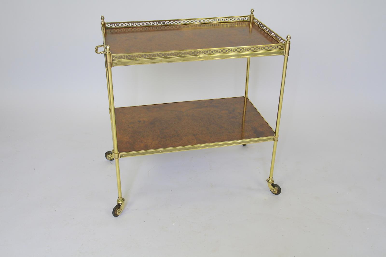 Burr Walnut & Brass Serving Trolley c.1920 (1 of 8) Burr Walnut & Brass Serving Trolley c.1920 (1 of 8)